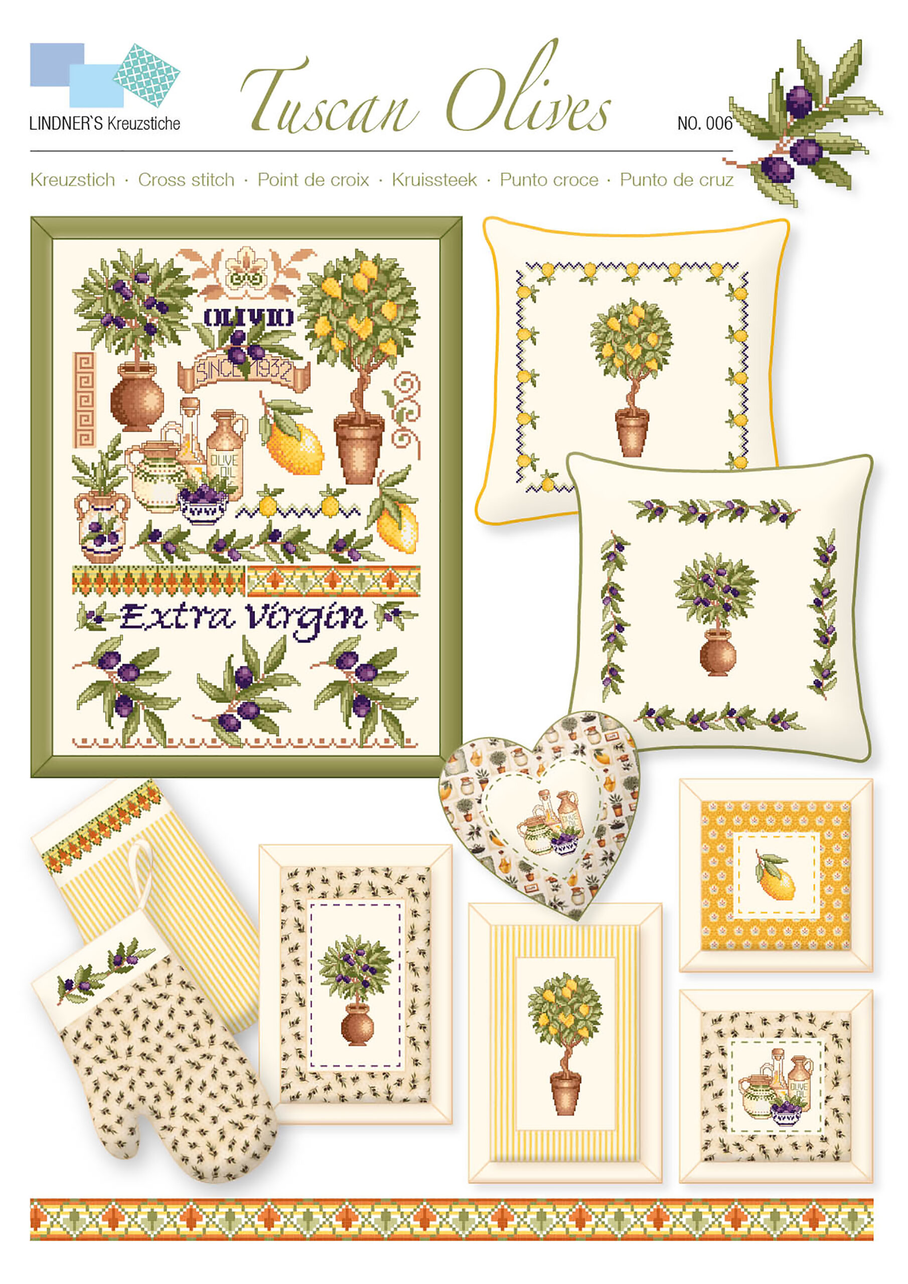 Lindners Cross Stitch Chart Tuscan Olives ePattern