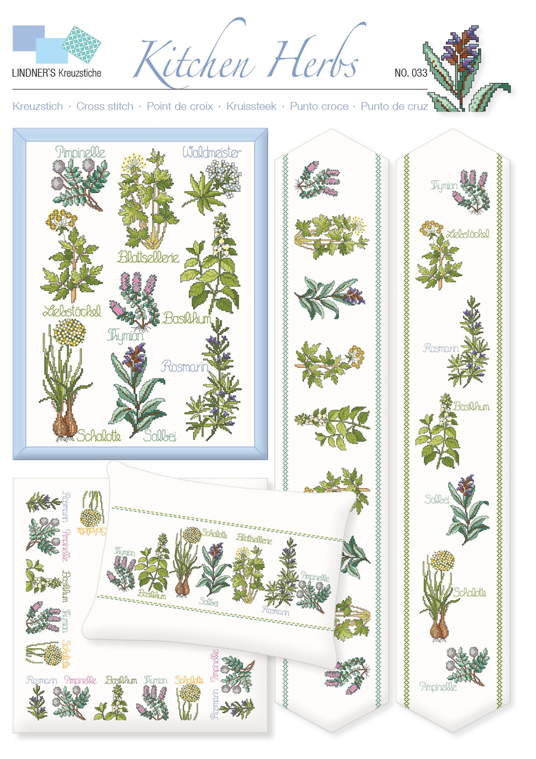 Lindners Cross Stitch Chart Kitchen Herbs ePattern