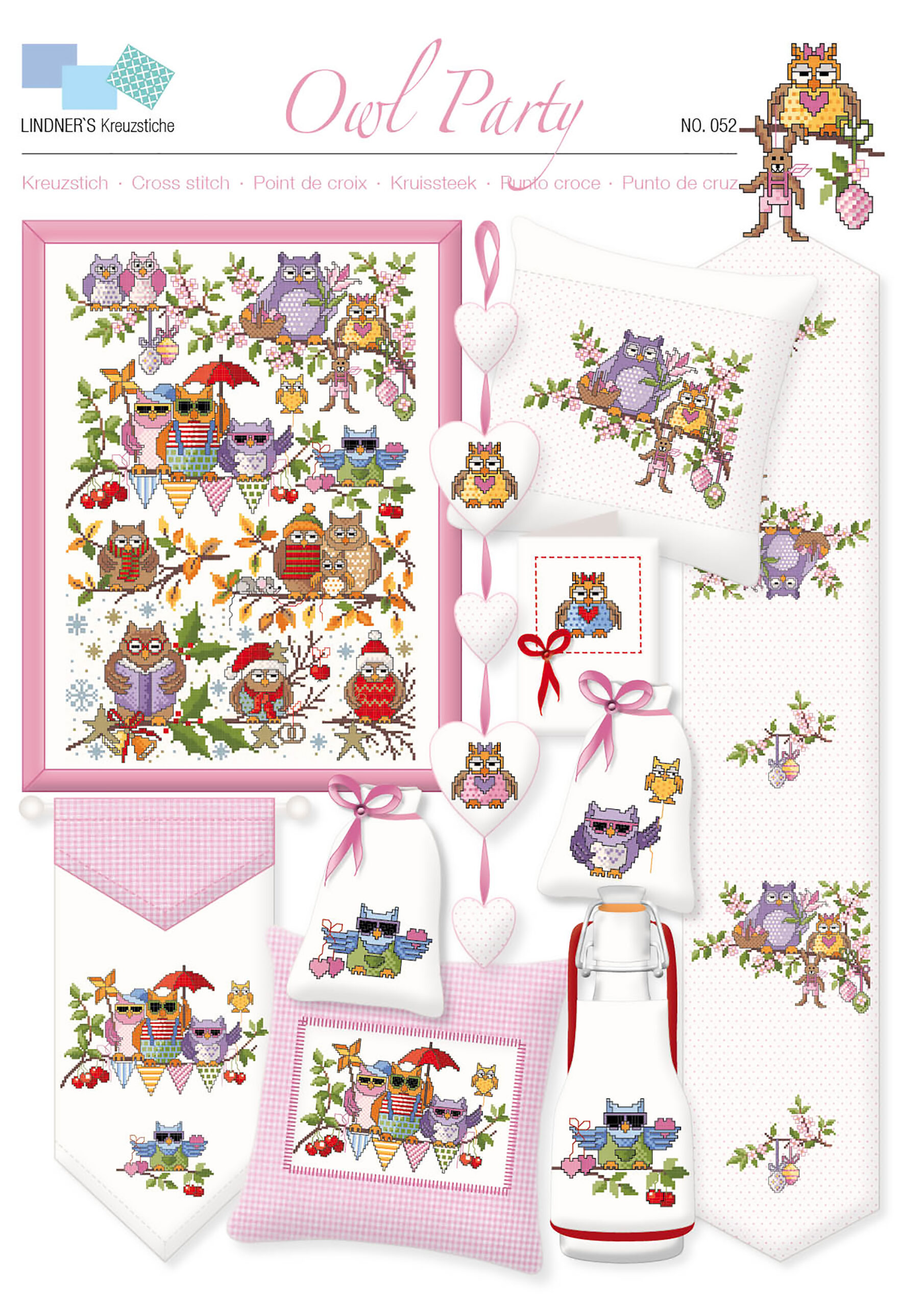 Lindners Cross Stitch Chart Owl Party ePattern