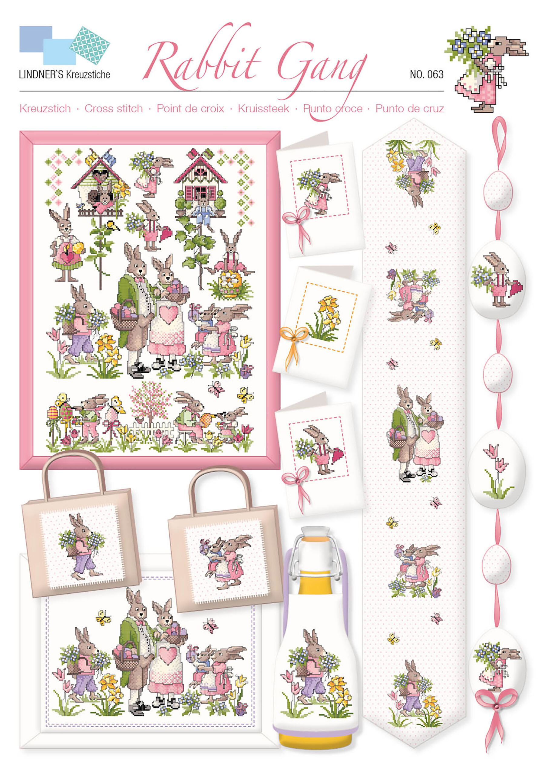 Lindners Cross Stitch Chart Rabbit Gang ePattern