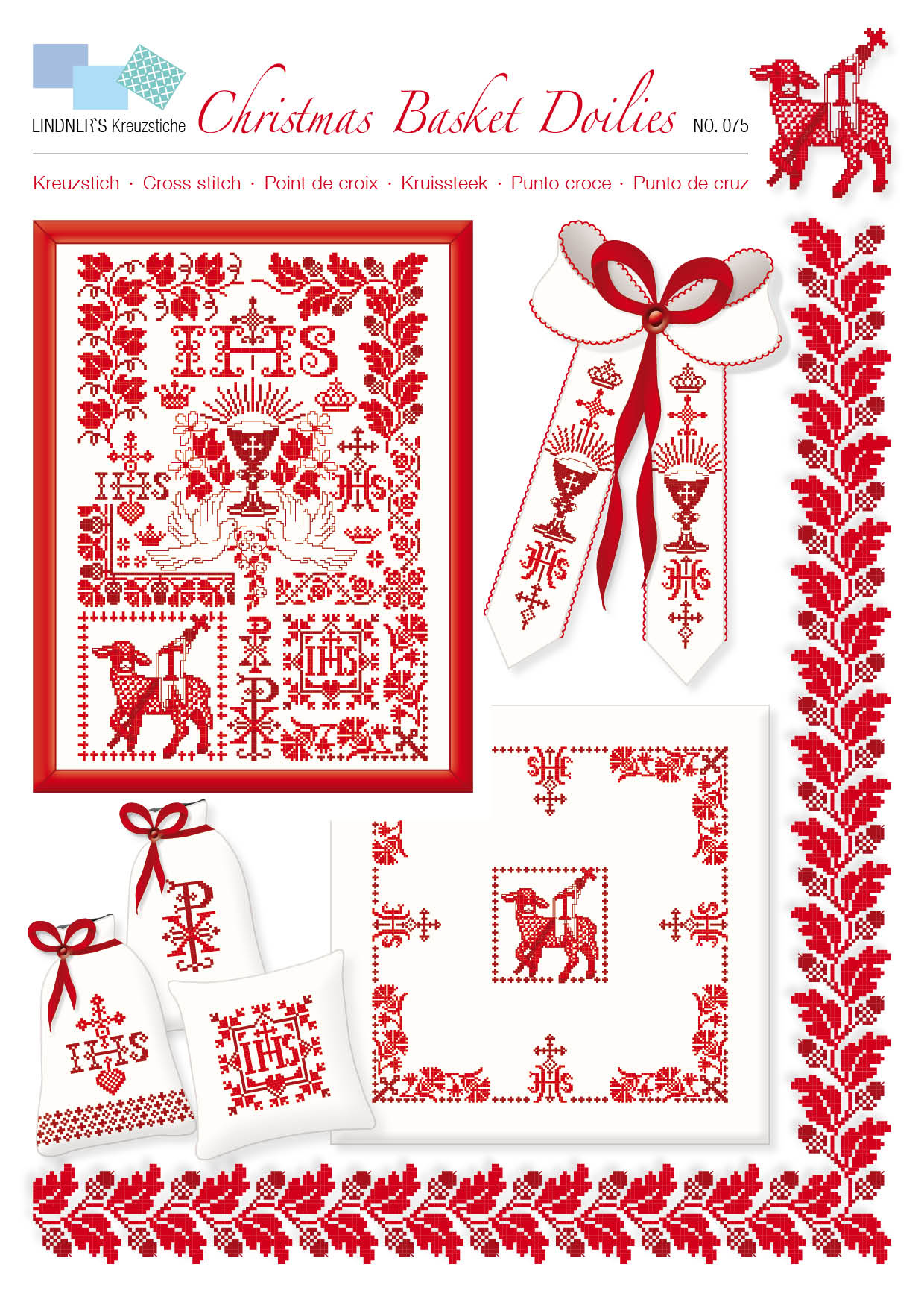 Lindners Cross Stitch Chart Christmas Basket Doilies ePattern