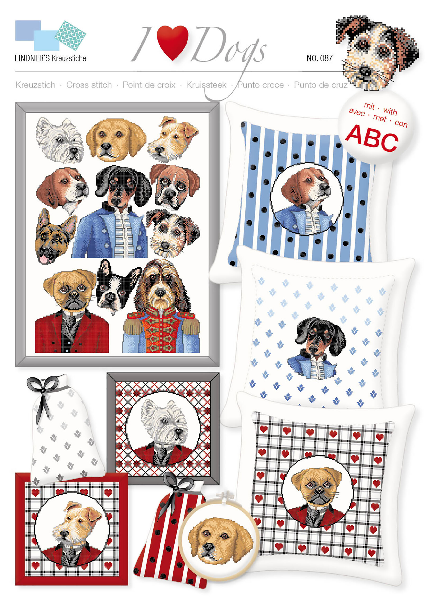 Lindners Cross Stitch Chart I Heart Dogs ePattern