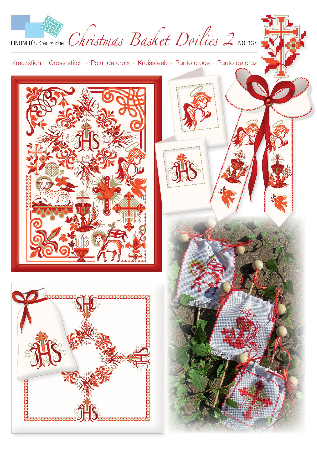 Lindners Cross Stitch Chart Christmas Basket Doilies 2 ePattern