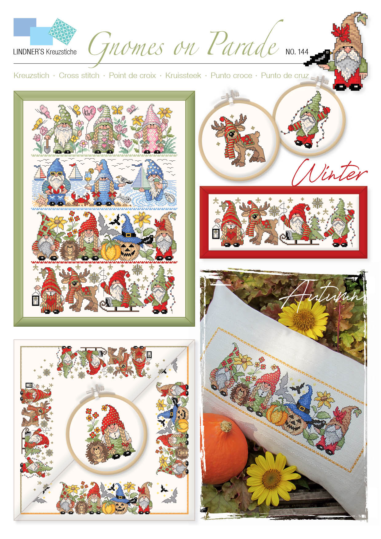 Lindners Cross Stitch Chart Gnomes On Parade ePattern