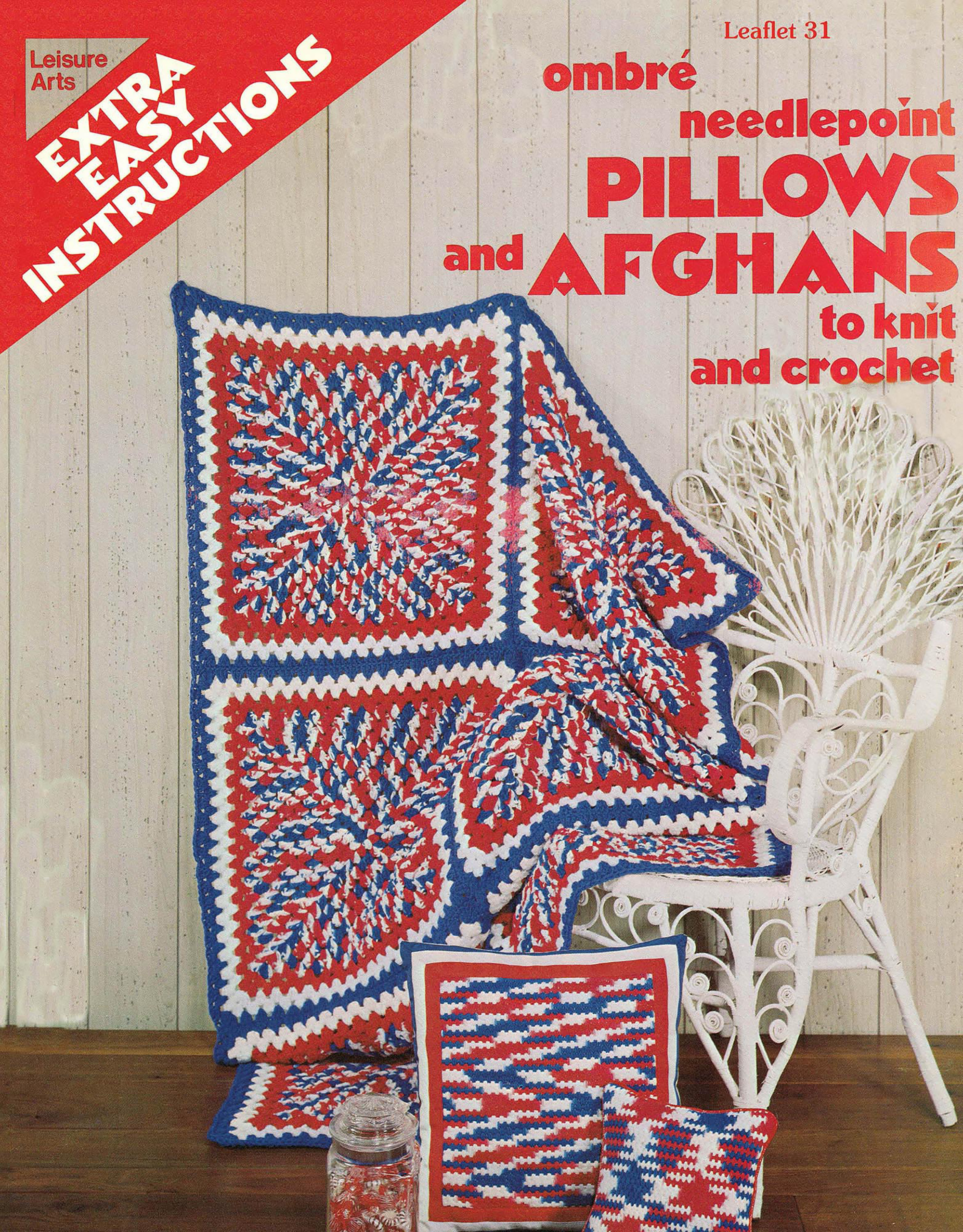 Leisure Arts Ombre Needlepoint Pillows Afghans to Knit Crochet eBook