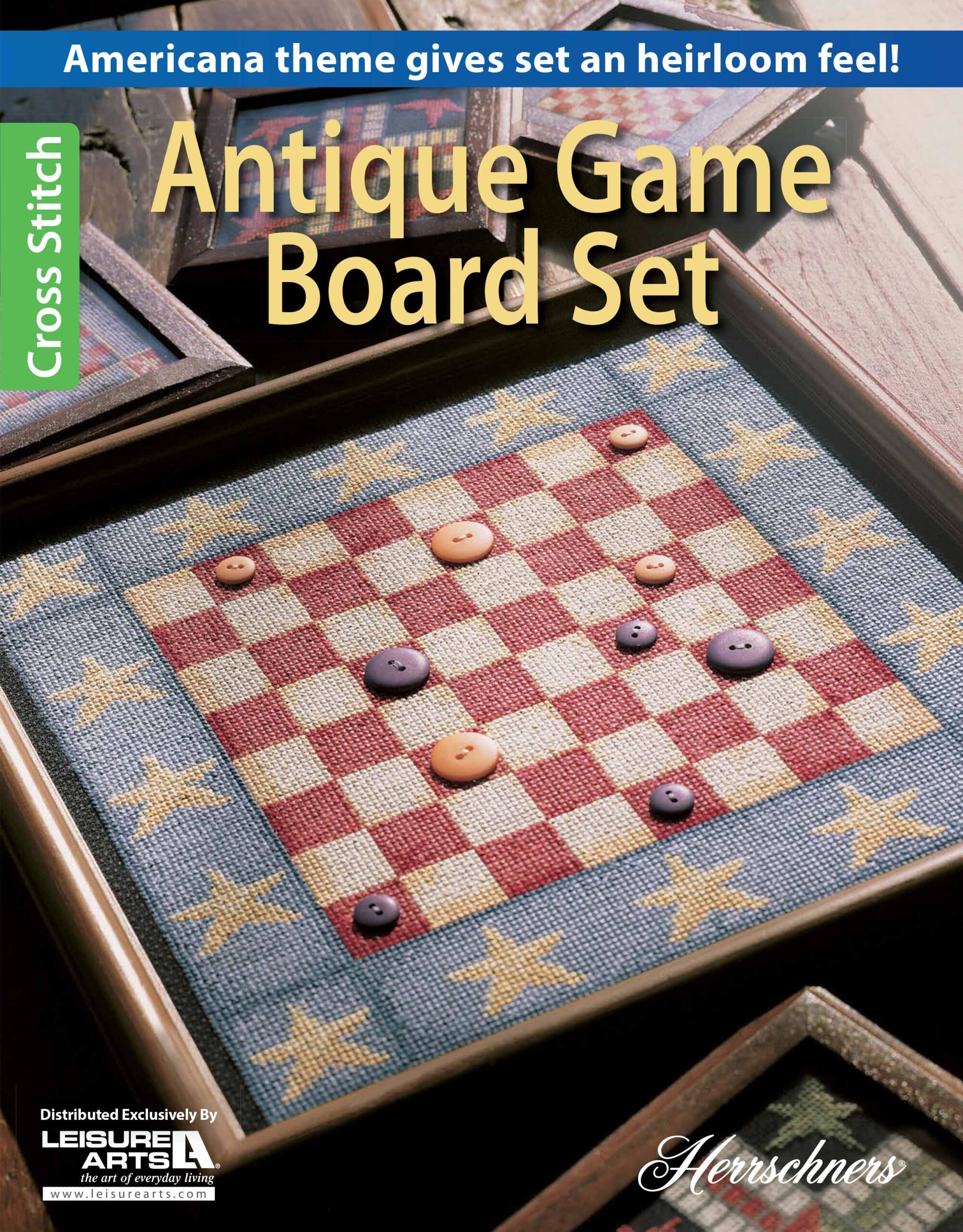 Antique Game Board Set Cross Stitch