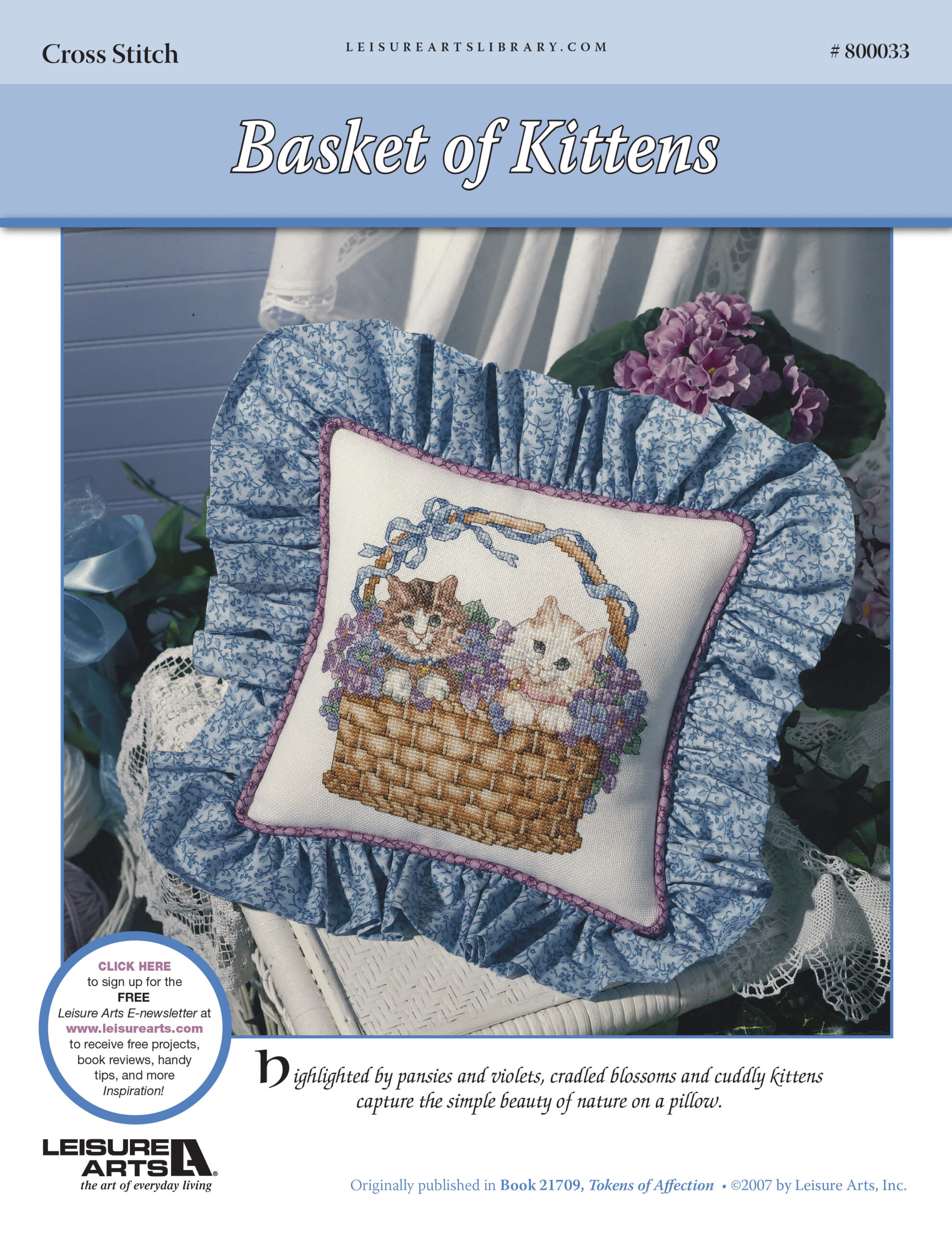 Leisure Arts Tokens Of Affection Basket Of Kittens Cross Stitch ePattern