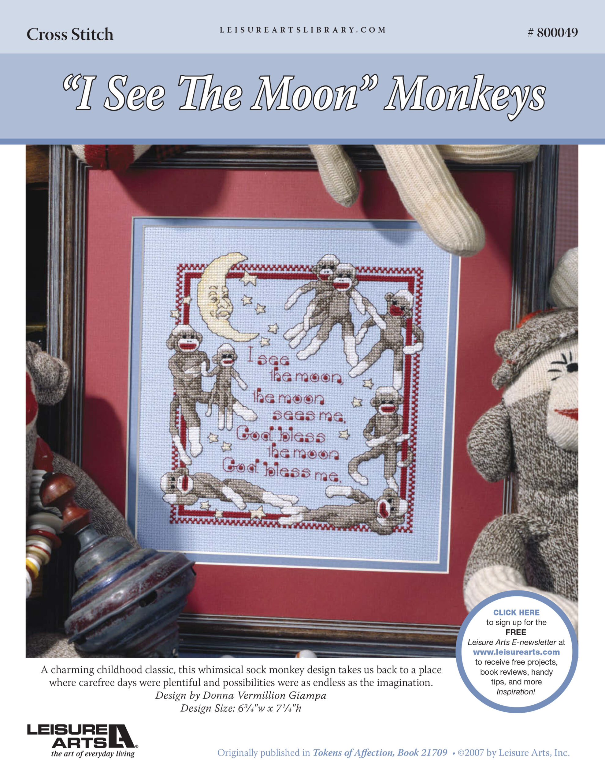 Leisure Arts Tokens Of Affection I See The Moon Monkeys Cross Stitch ePattern