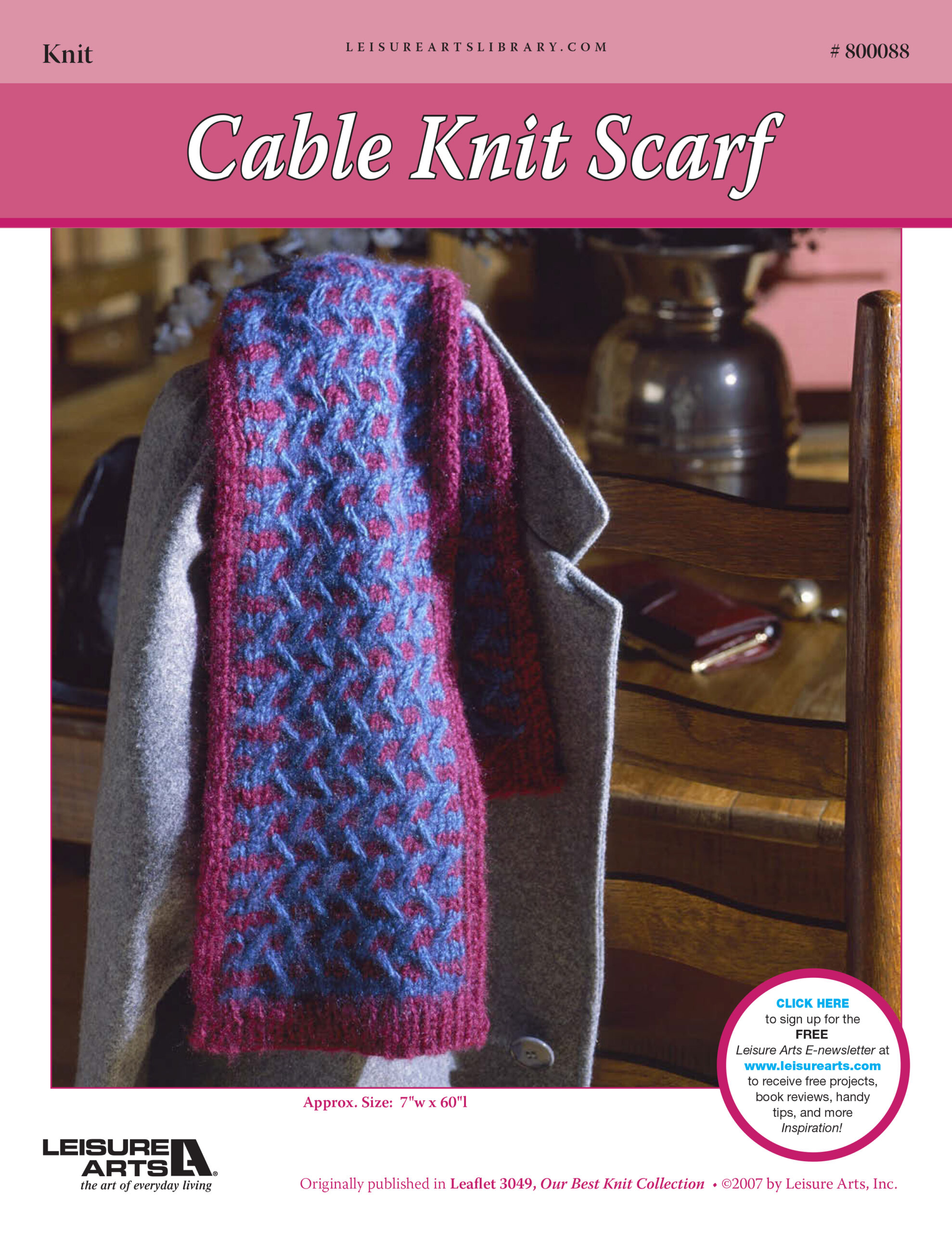 Leisure Arts Our Best Knit Collection Cable Knit Scarf ePattern