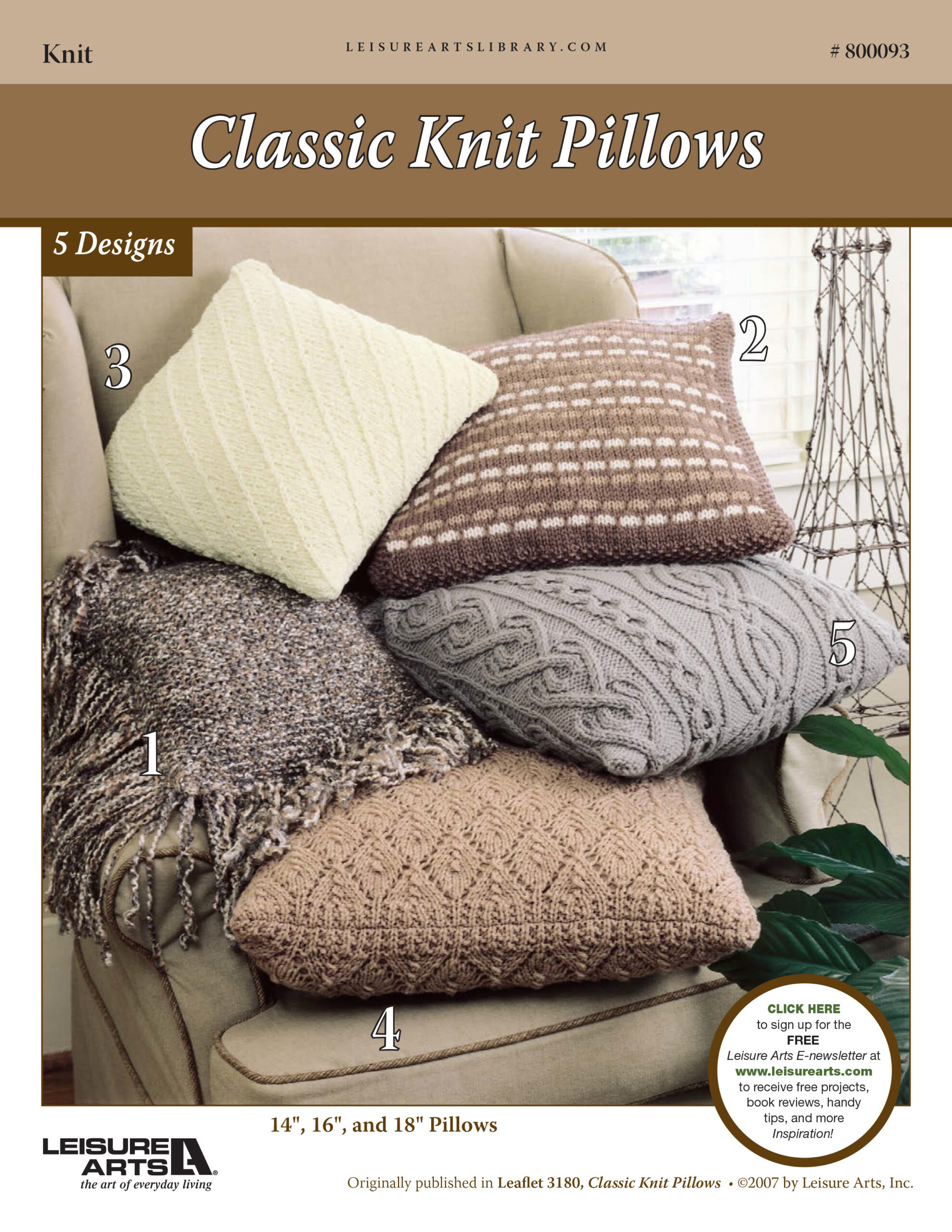 Leisure Arts Classic Knit Pillows ePattern