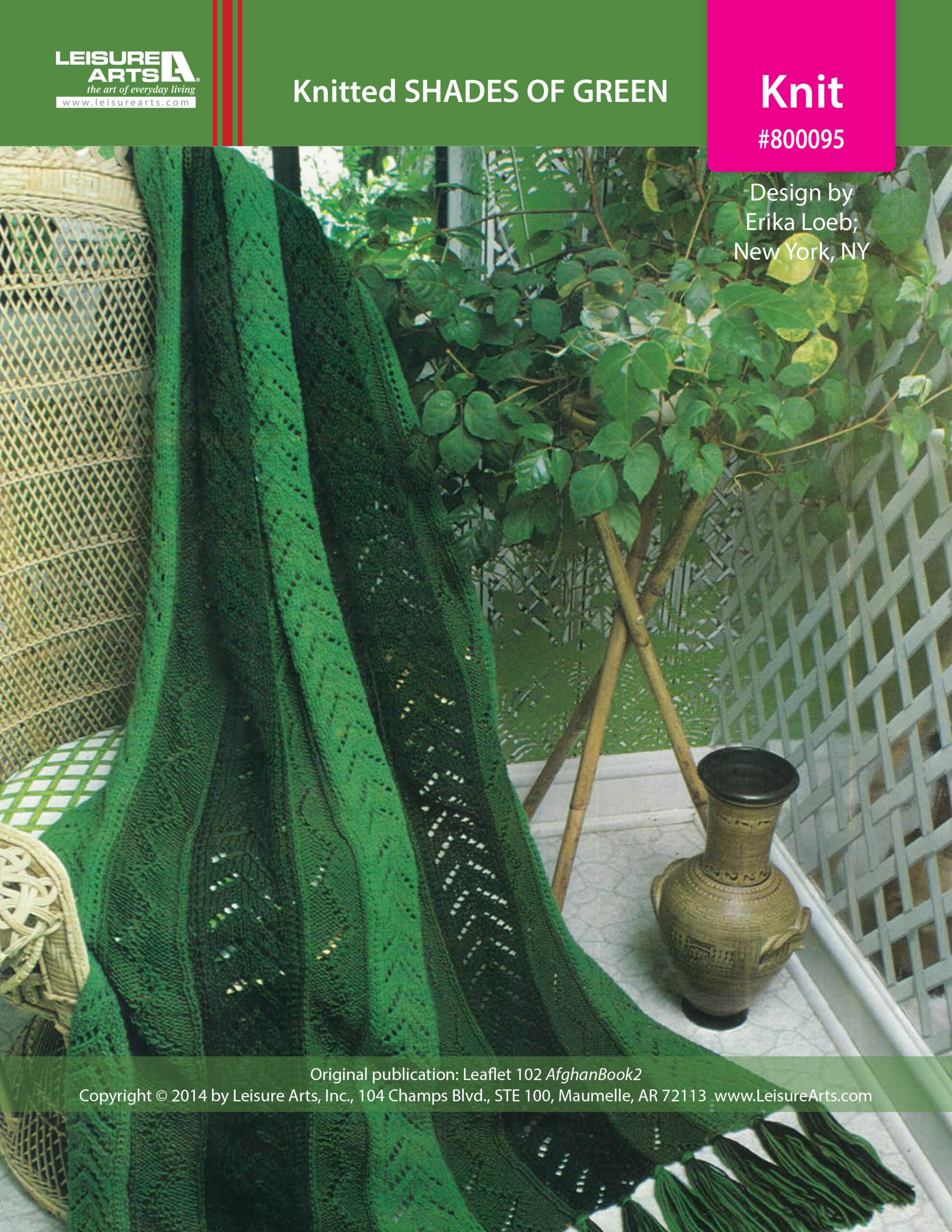 Leisure Arts Shades Of Green Afghan Knit ePattern