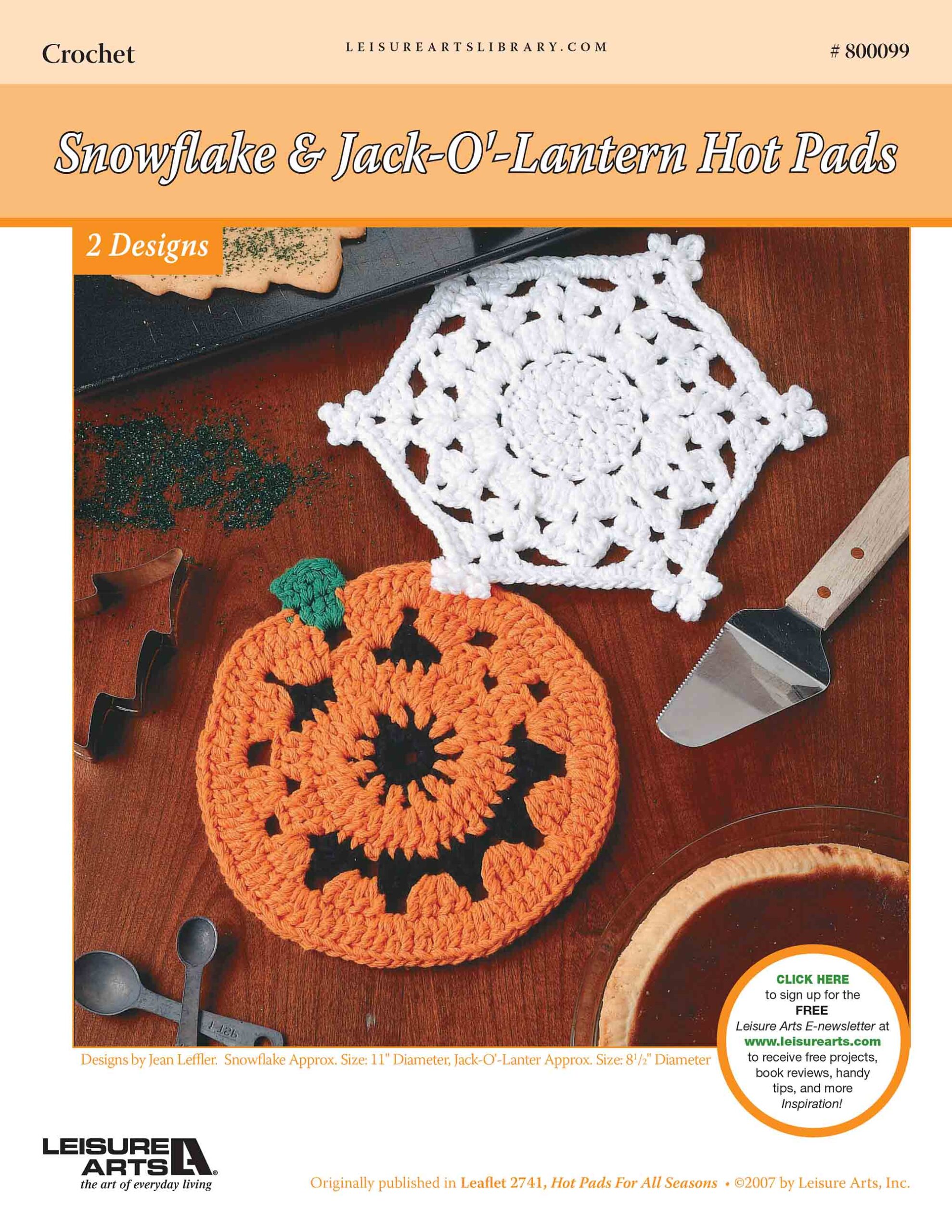 Leisure Arts Snowflake JackOLantern Hot Pads Crochet ePattern