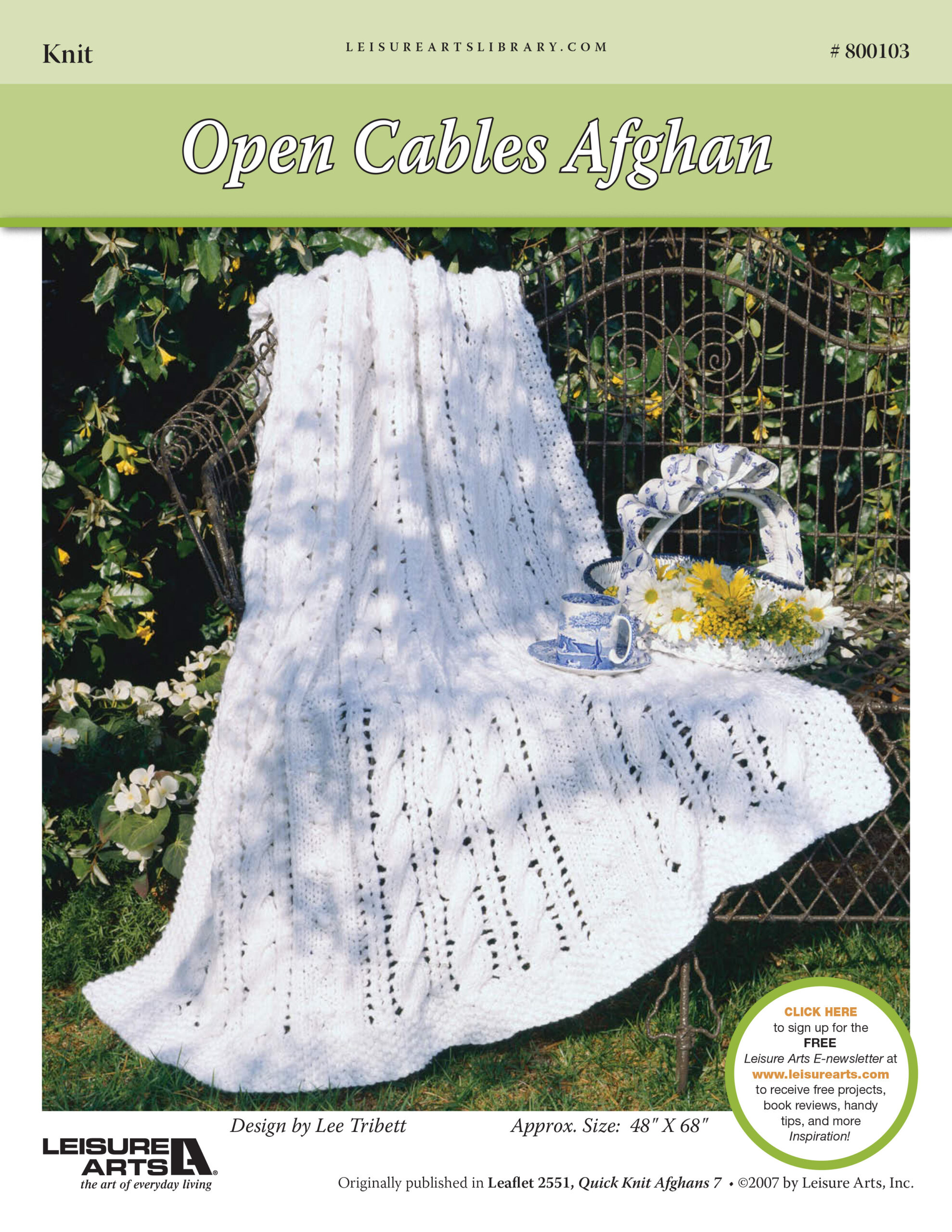 Leisure Arts Open Cables Afghan Knit ePattern