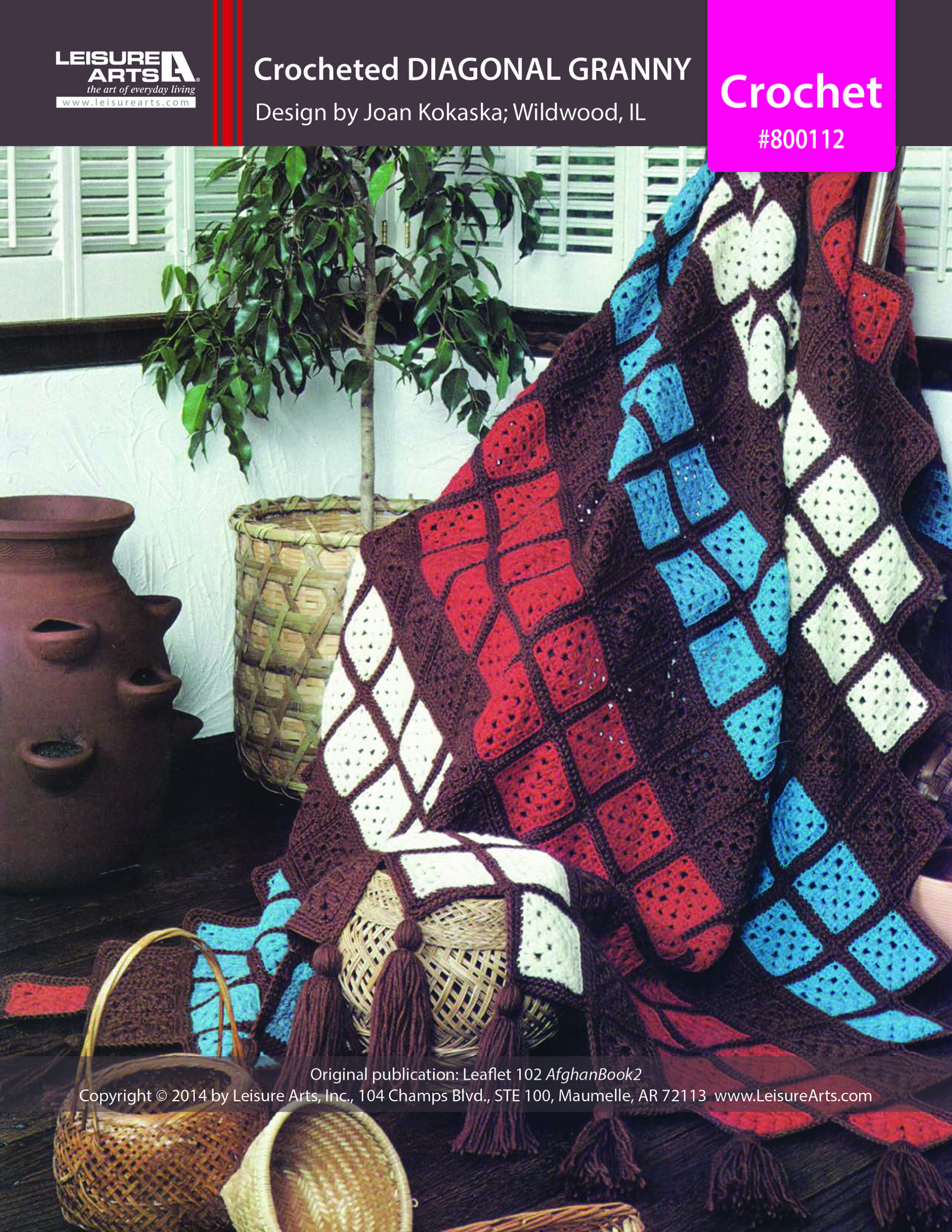Leisure Arts ePattern Diagonal Granny Afghan Crochet