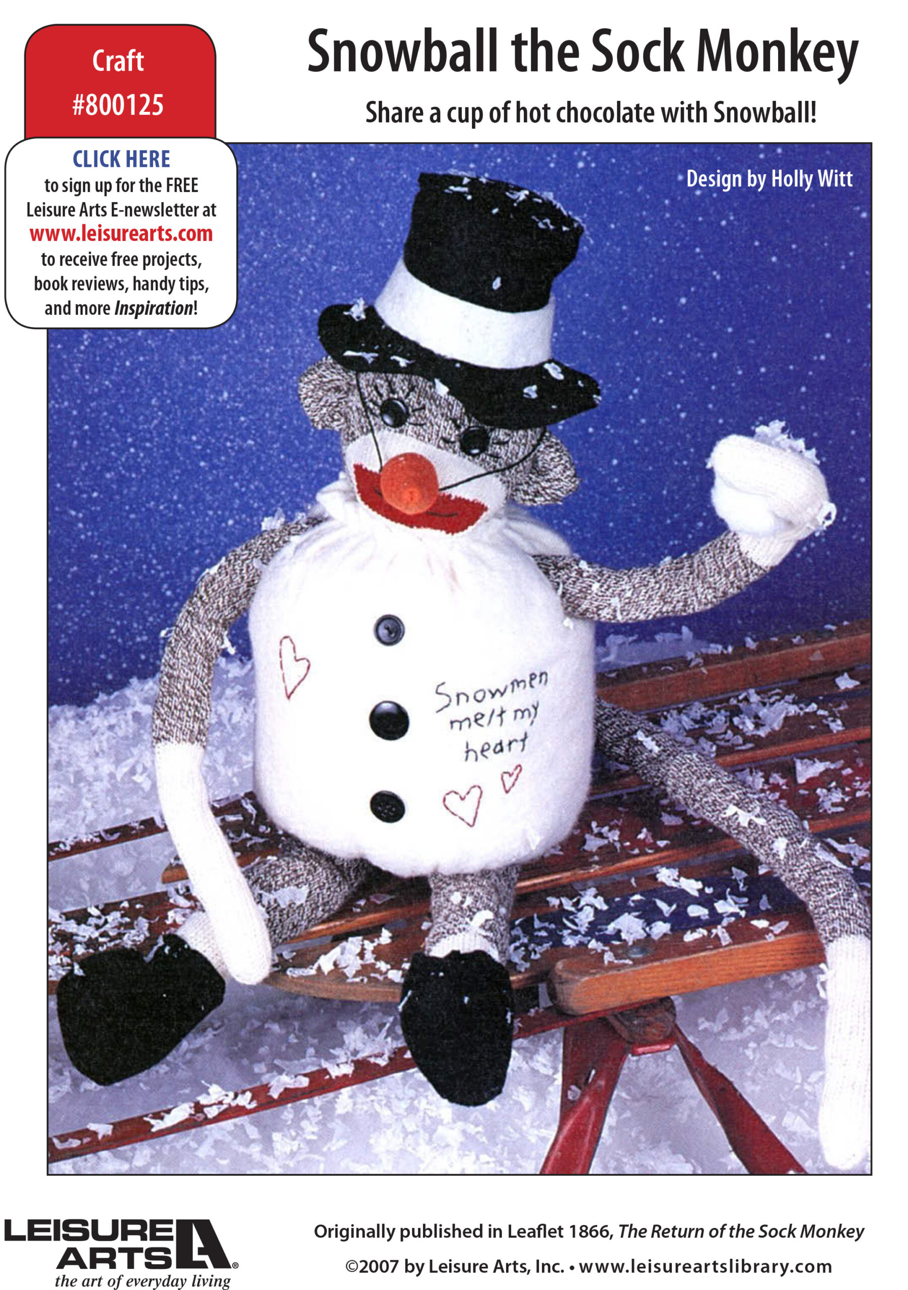 Leisure Arts Snowball The Sock Monkey Sewing ePattern