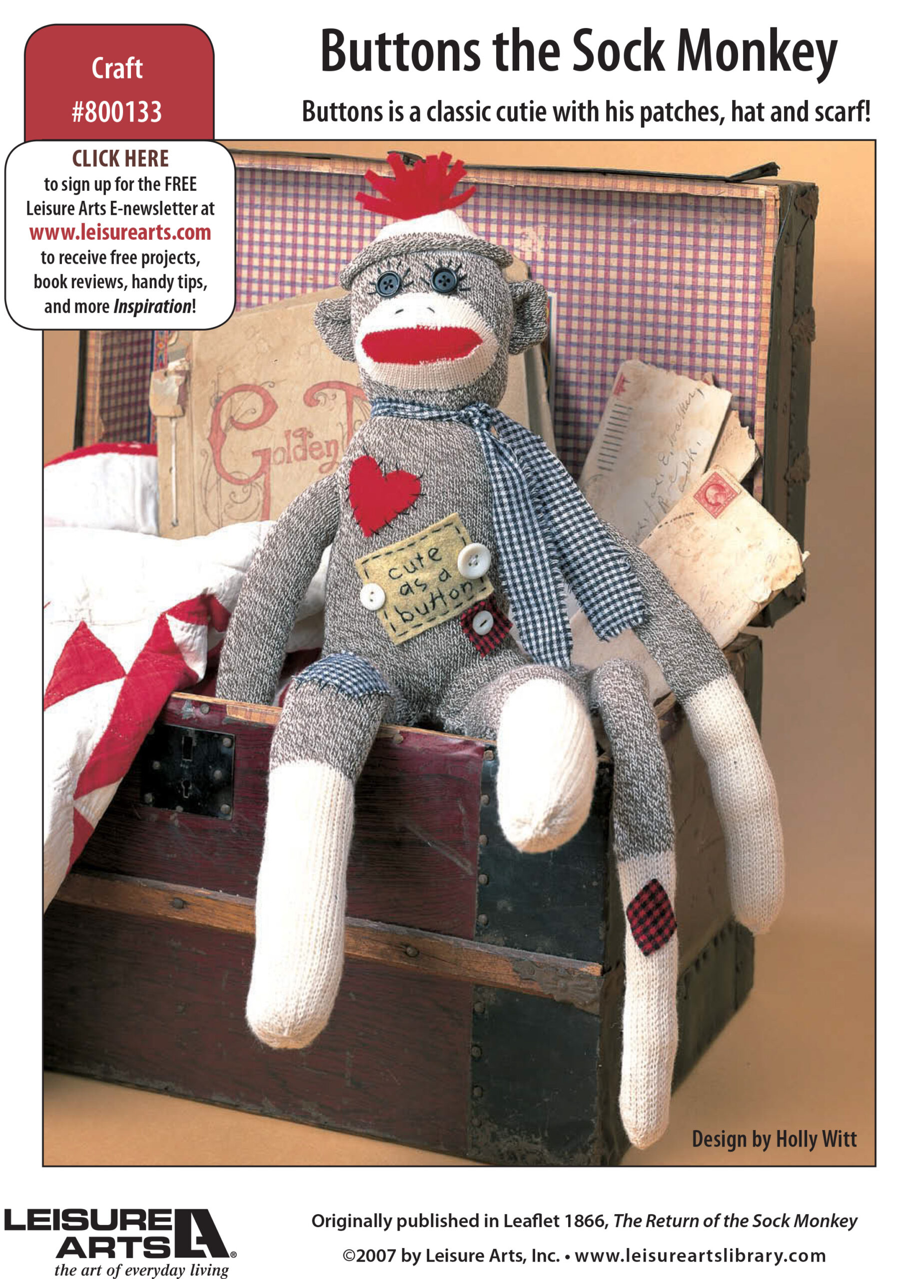 Leisure Arts Buttons The Sock Monkey Sewing ePattern