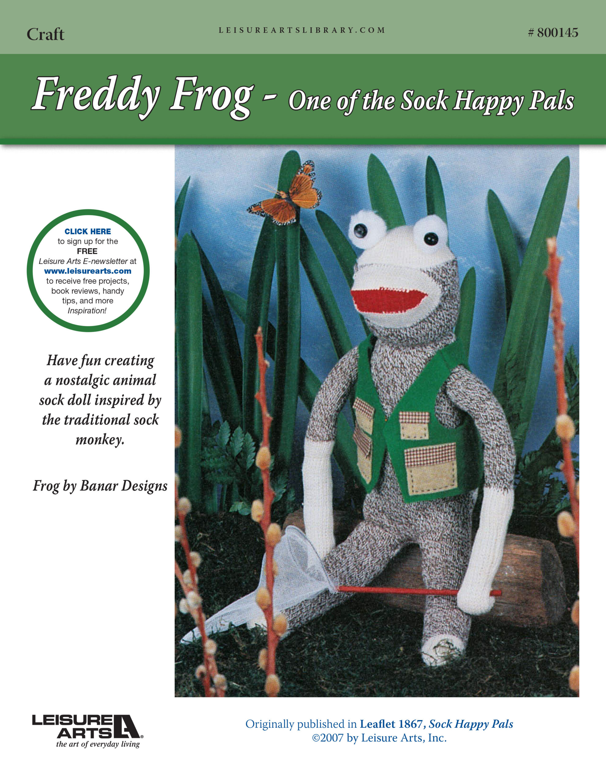 Leisure Arts Freddy FrogOne of the Sock Happy Pals Sewing ePattern