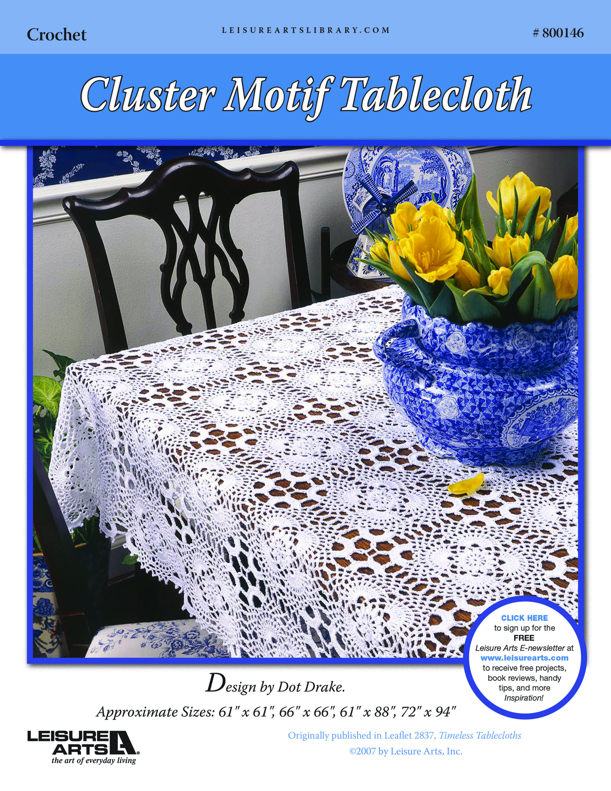 Leisure Arts Patterns Cluster Motif Tablecloth Crochet ePattern