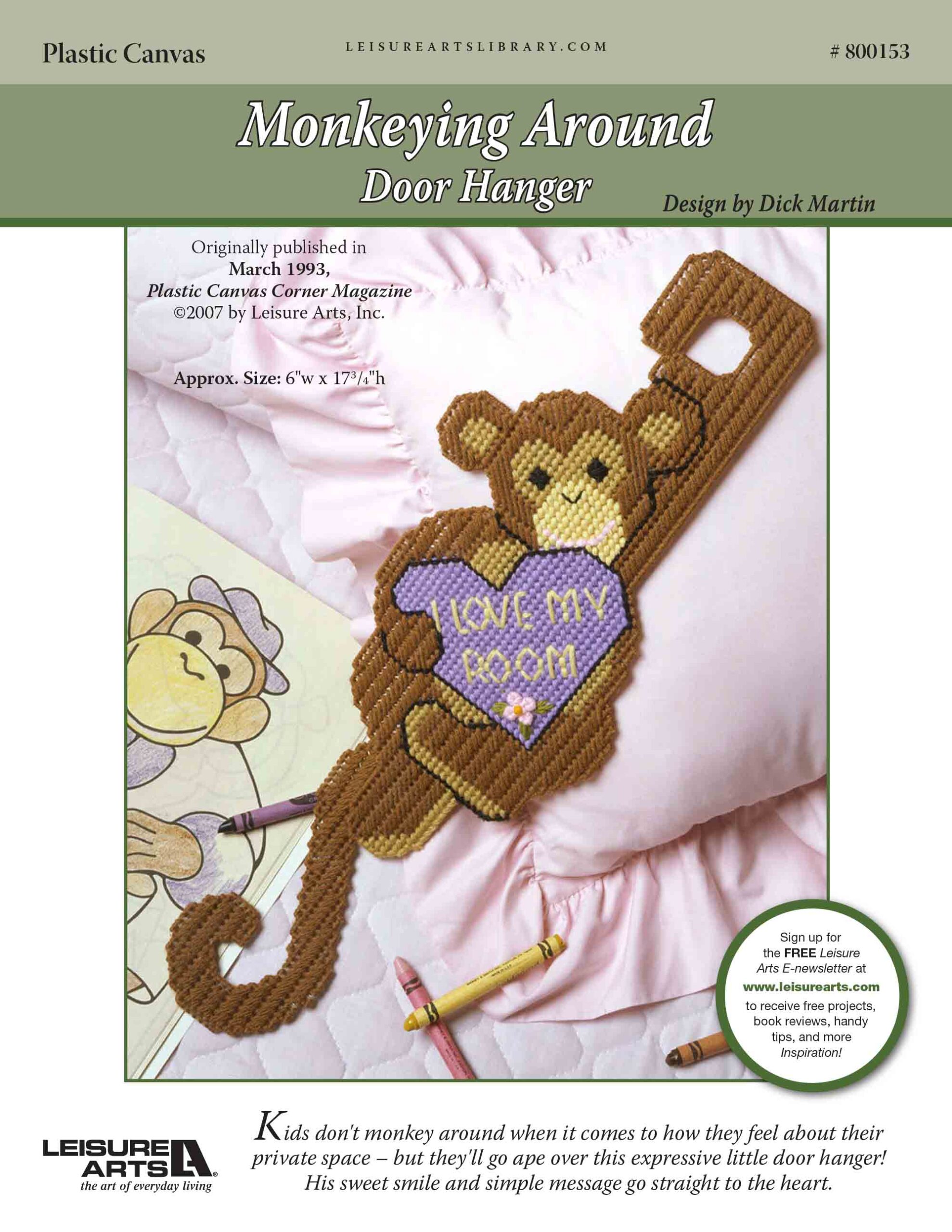Leisure Arts Monkeying Around Door Hanger Plastic Canvas ePattern