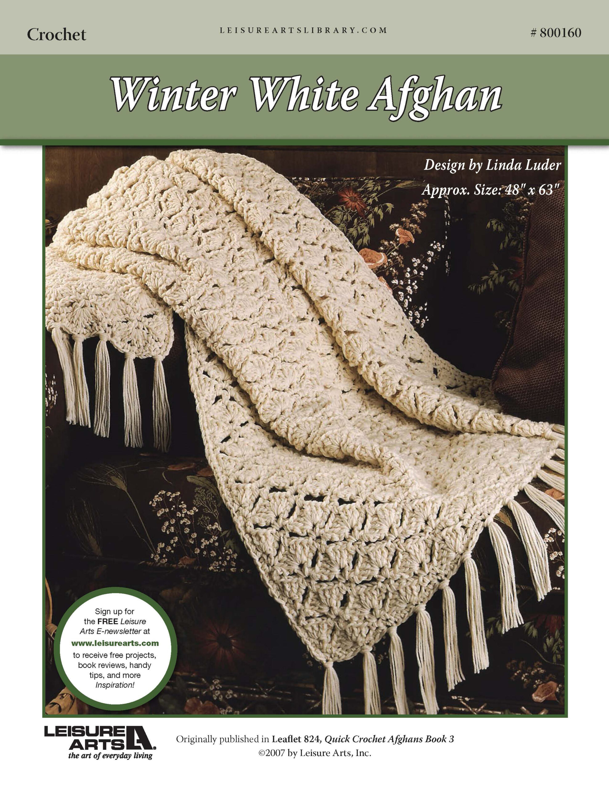 Leisure Arts Winter White Afghan Crochet ePattern
