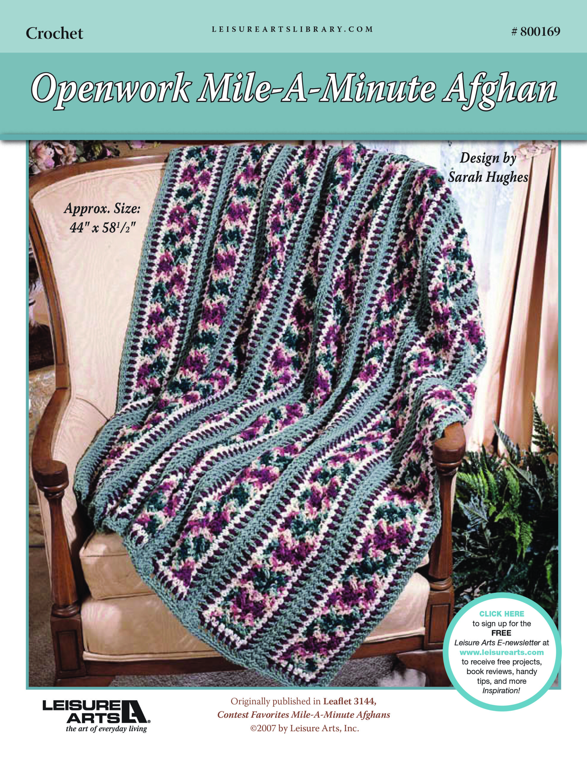 ePattern Leisure Arts Openwork MileAMinute Afghan