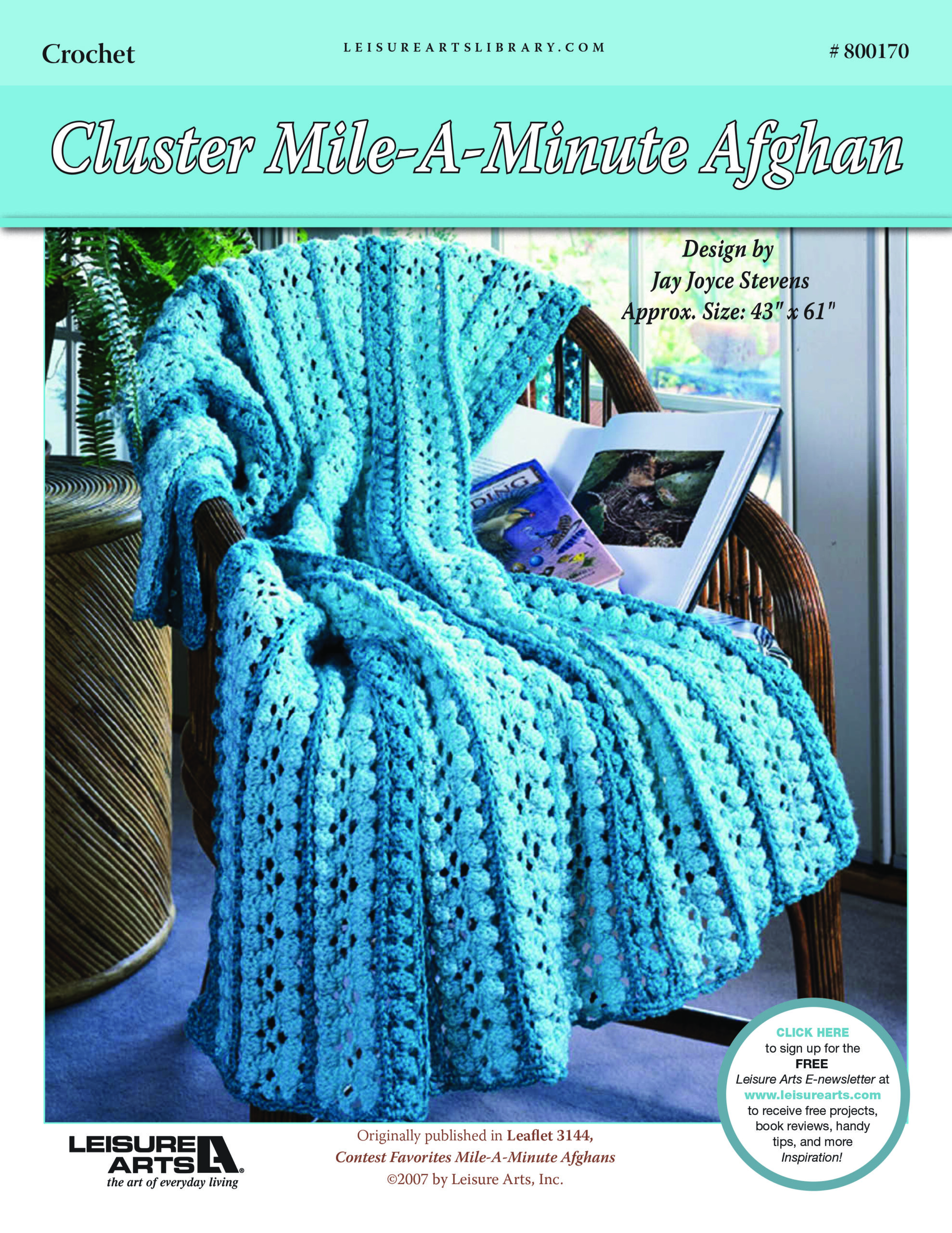 ePattern Leisure Arts Cluster MileAMinute Afghan