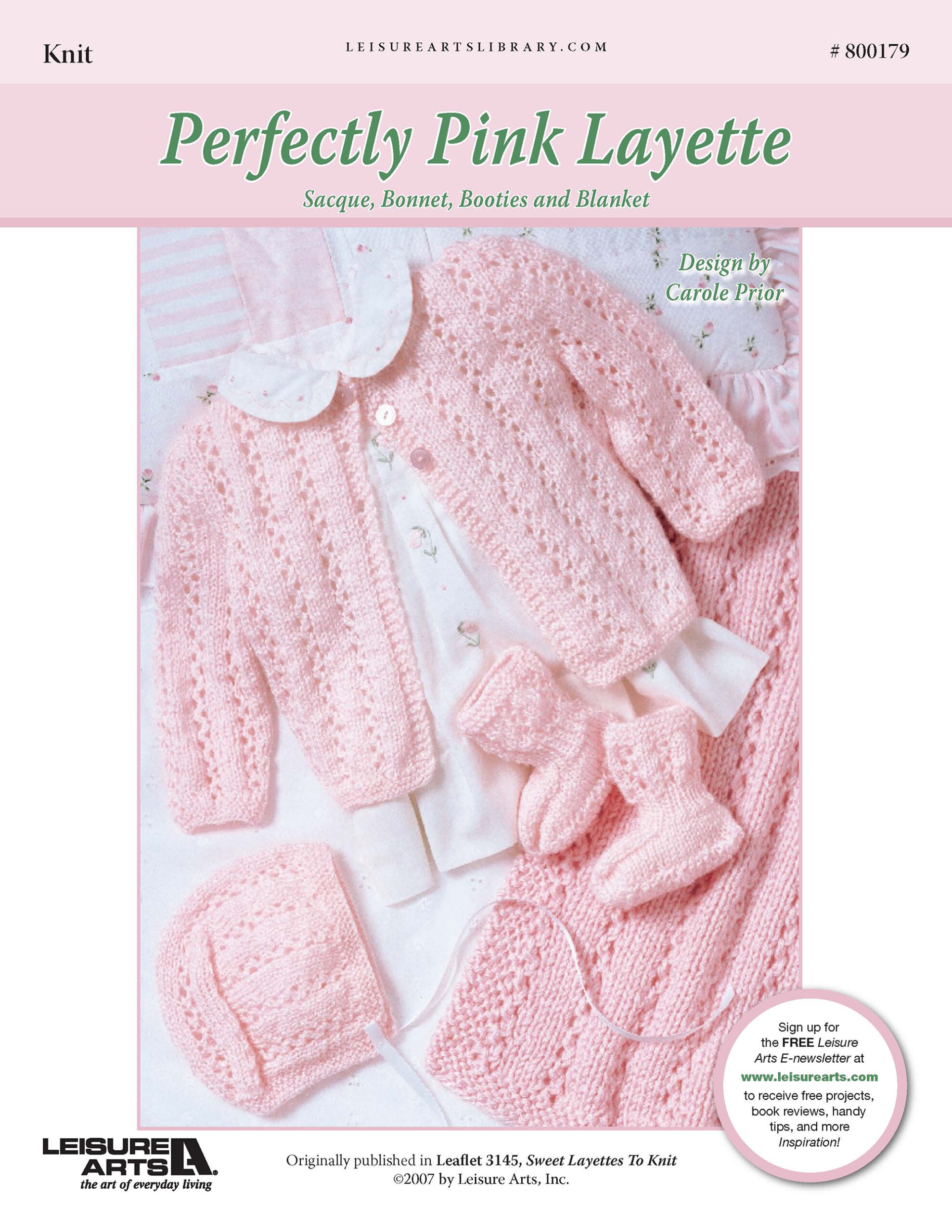 Leisure Arts Sweet Layettes To Knit Perfectly Pink ePattern