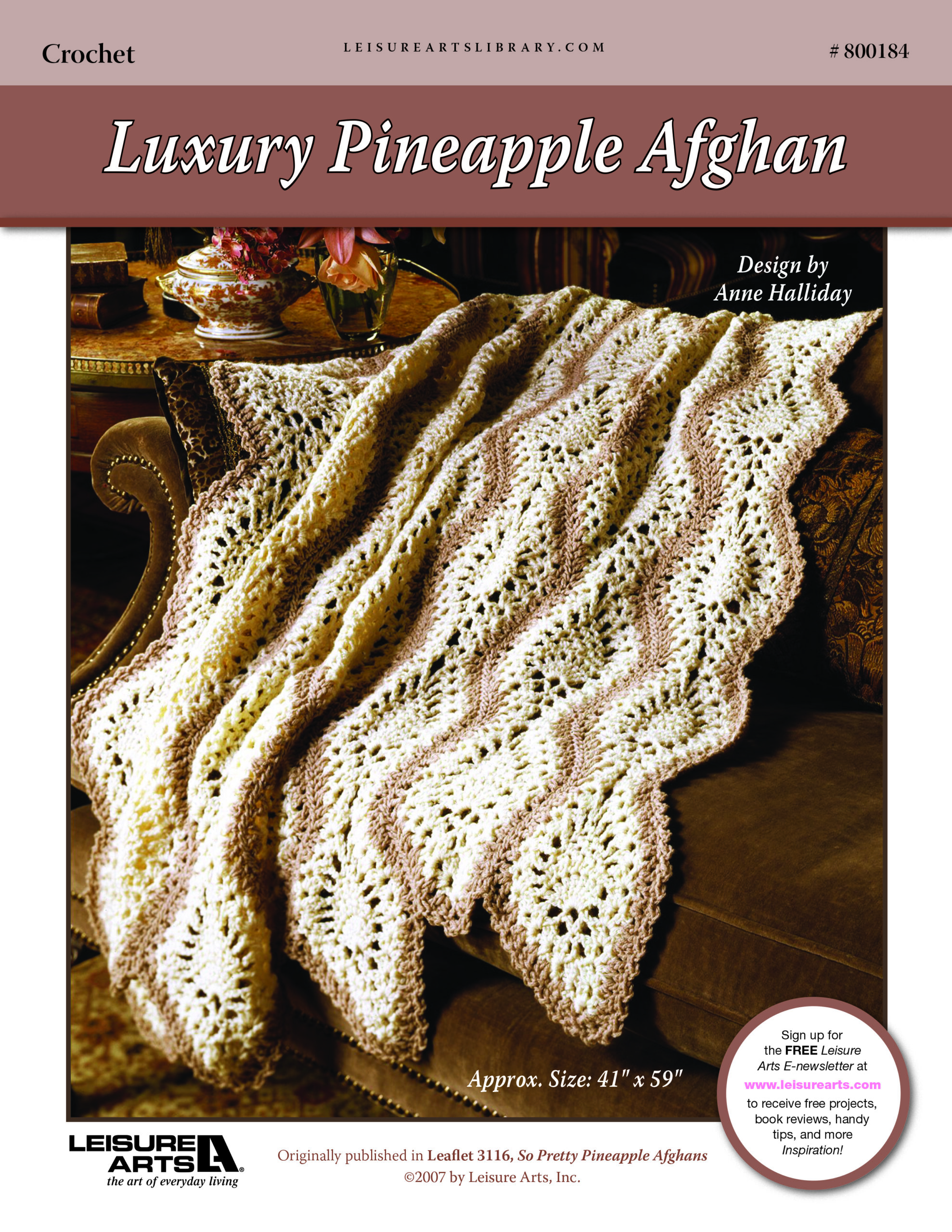 Leisure Arts So Pretty Pineapple Luxury Afghan Crochet ePattern
