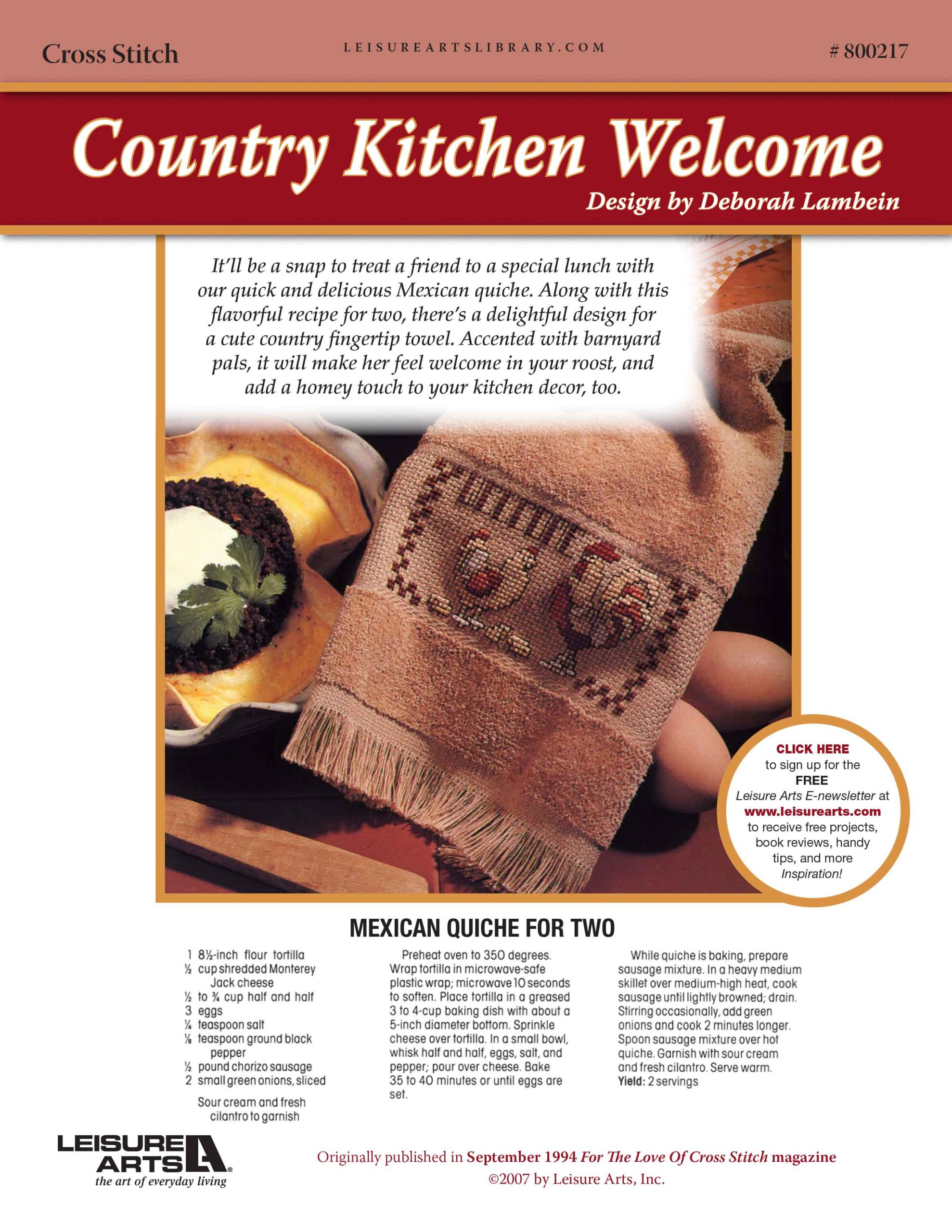 Leisure Arts Country Kitchen Welcome Cross Stitch ePattern