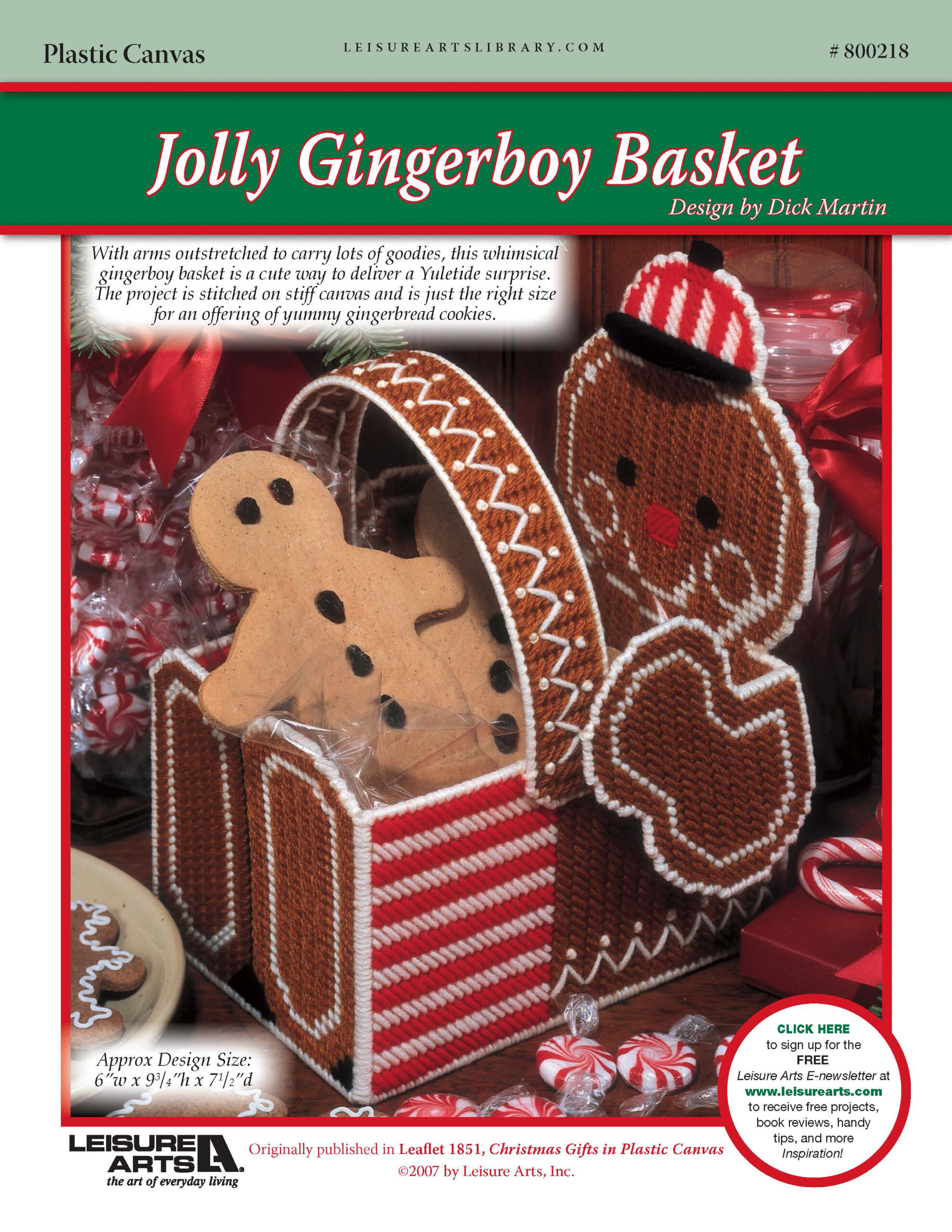 Leisure Arts Christmas Gifts In Plastic Canvas Jolly Gingerboy Basket ePattern