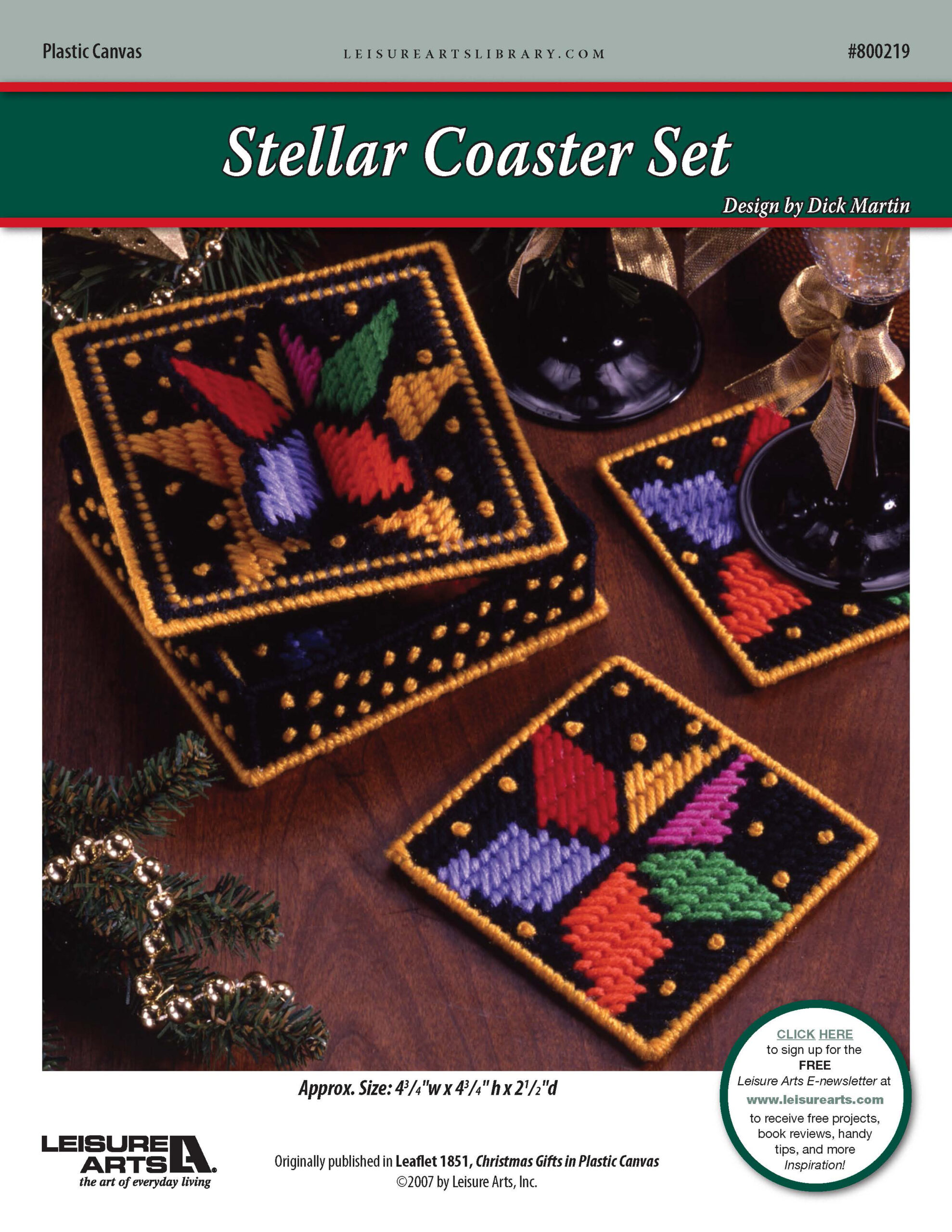 Leisure Arts Christmas Gifts In Plastic Canvas Stellar Coaster Set ePattern
