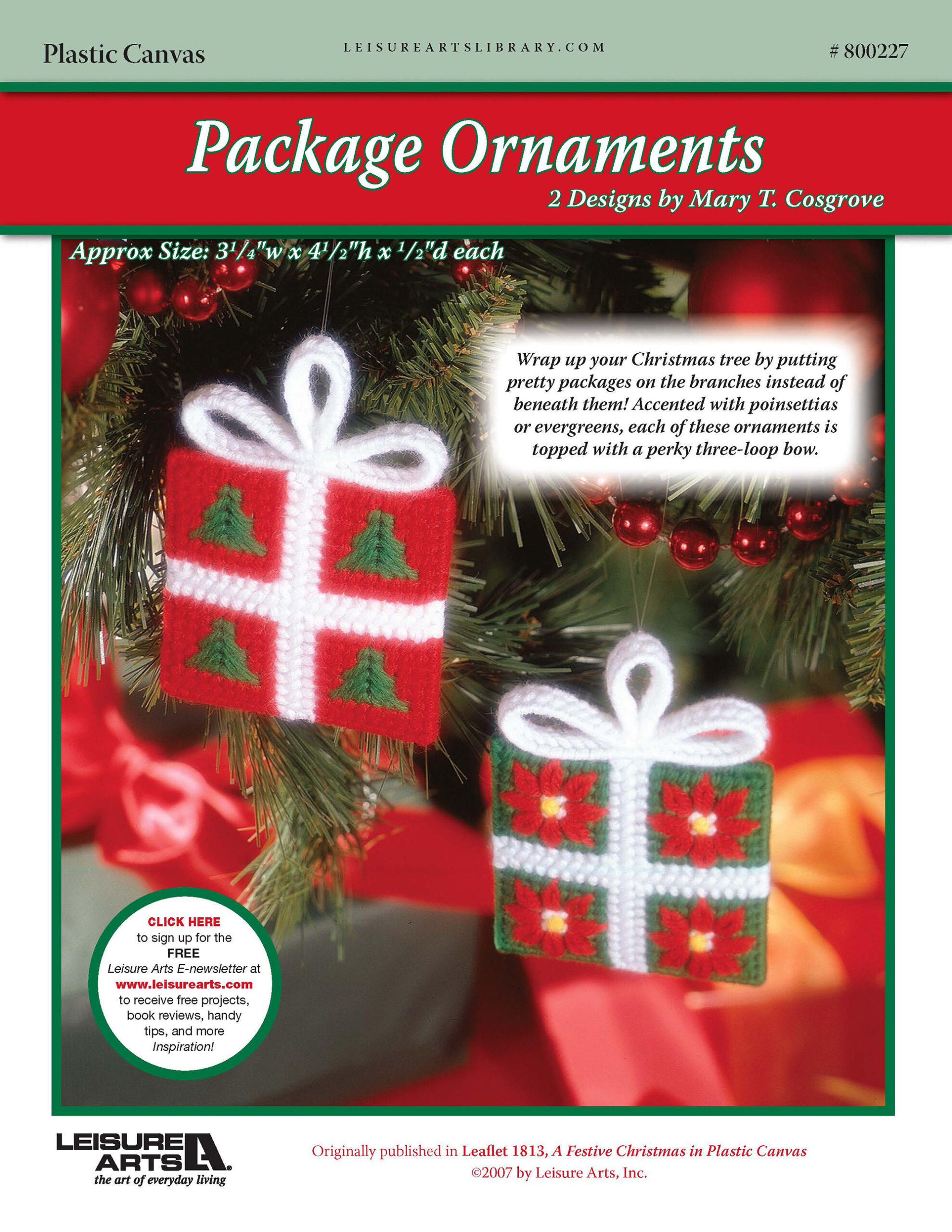 Leisure Arts A Festive Christmas In Plastic Canvas Package Ornament ePattern