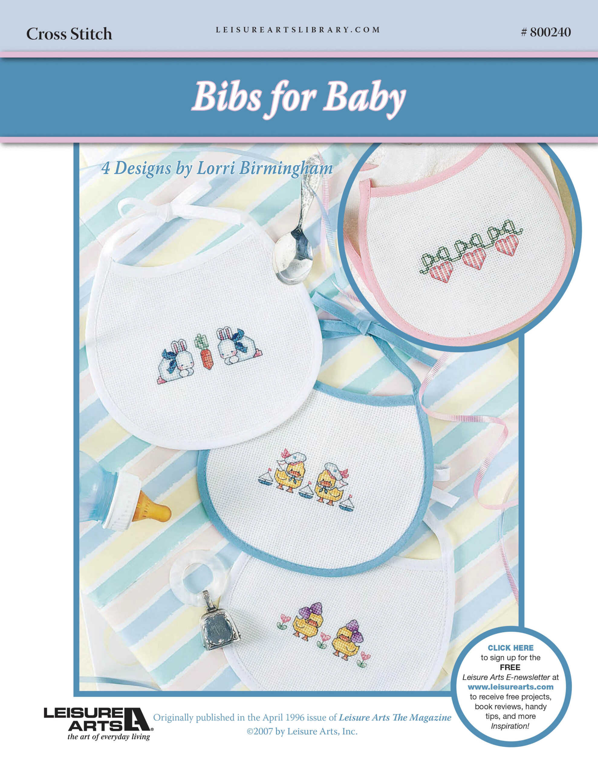 Leisure Arts Bibs for Baby Cross Stitch ePattern