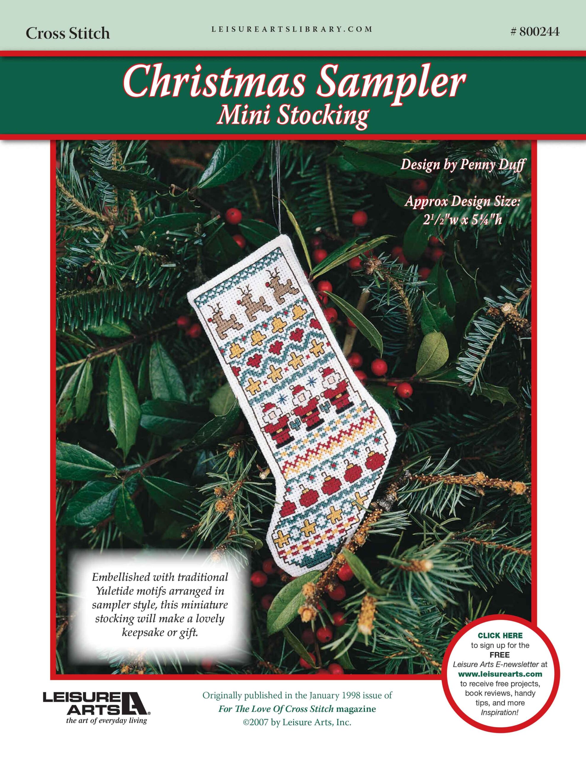 Leisure Arts Christmas Sampler Mini Stocking Cross Stitch ePattern