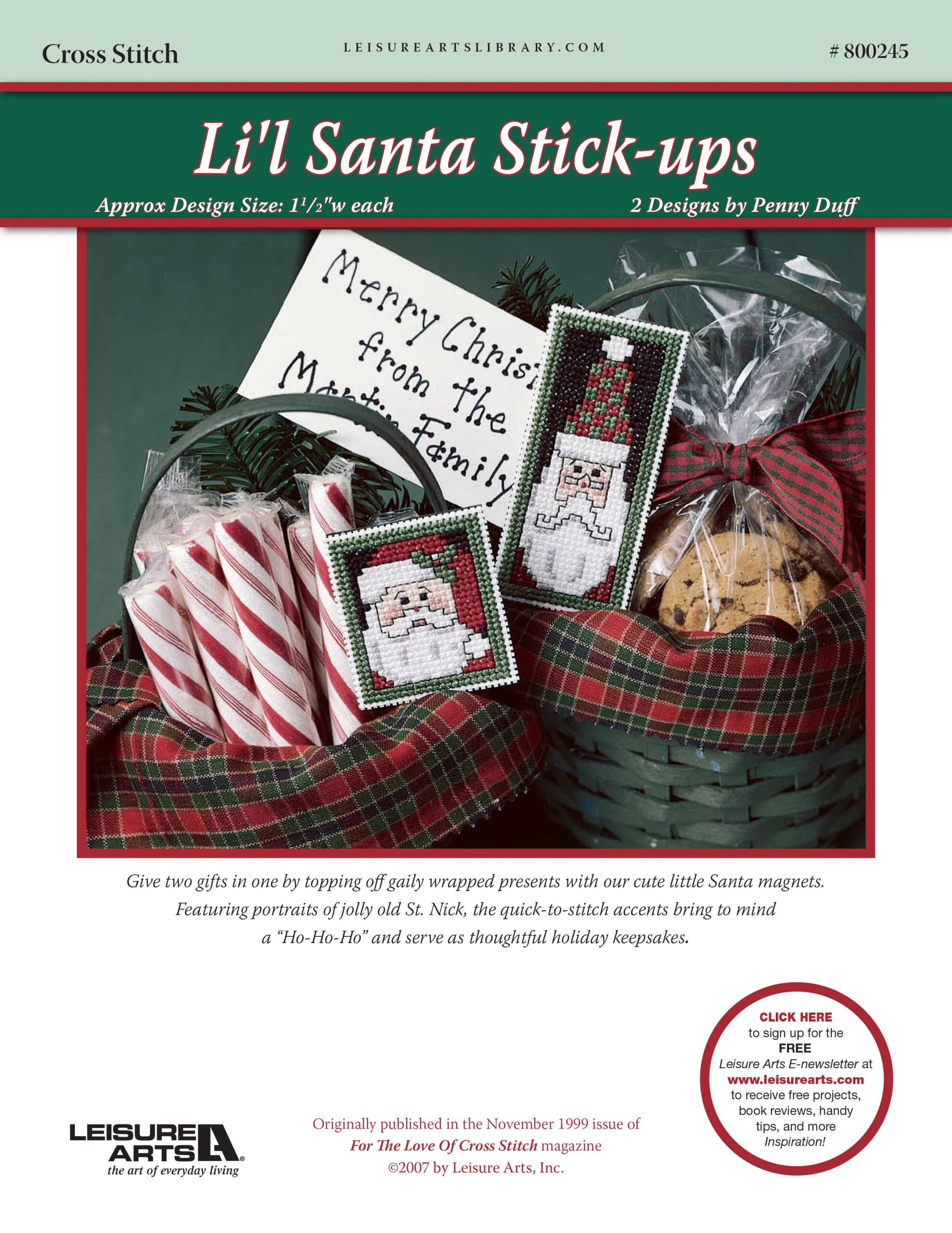 Leisure Arts Lil Santa StickUps Cross Stitch ePattern