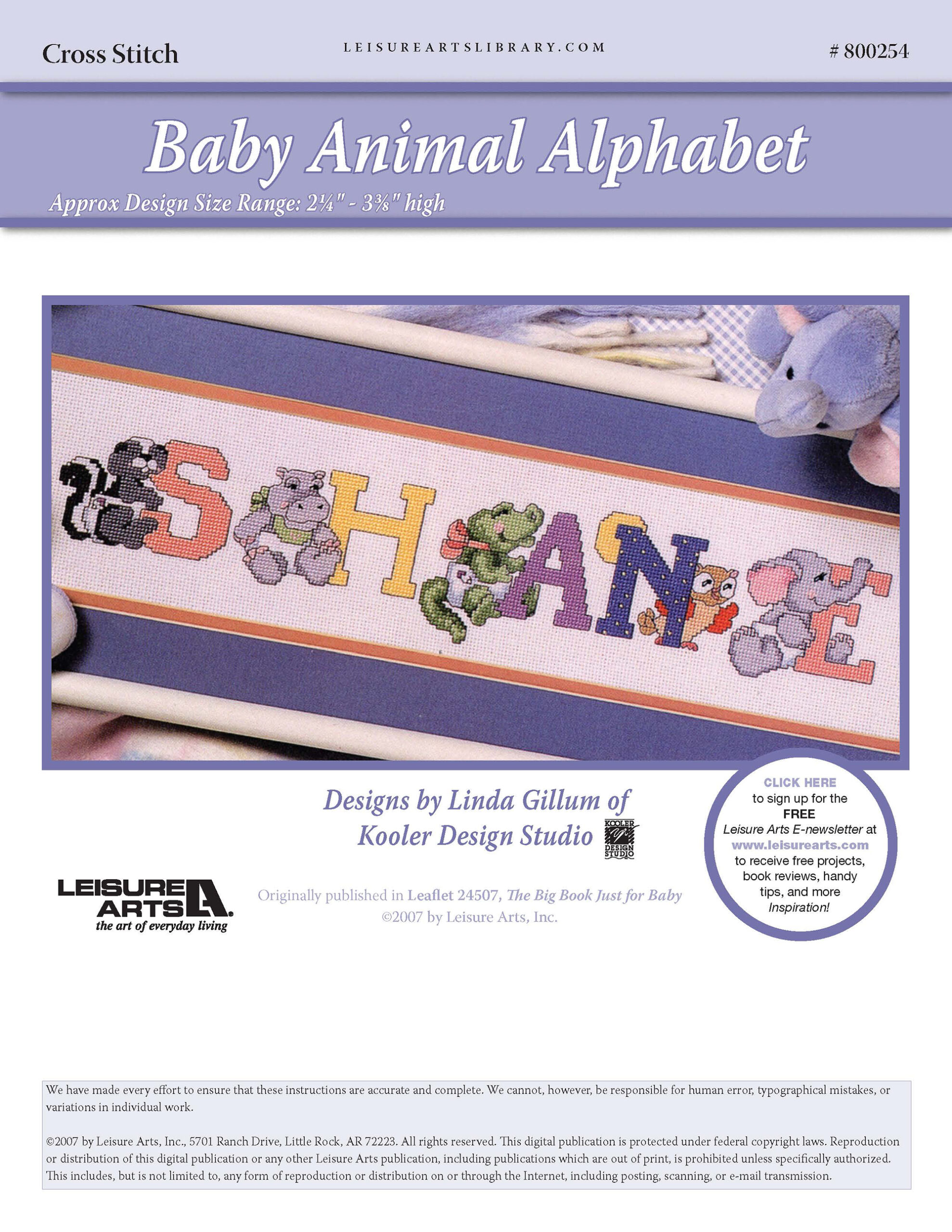 Leisure Arts ePattern Baby Animal Alphabet