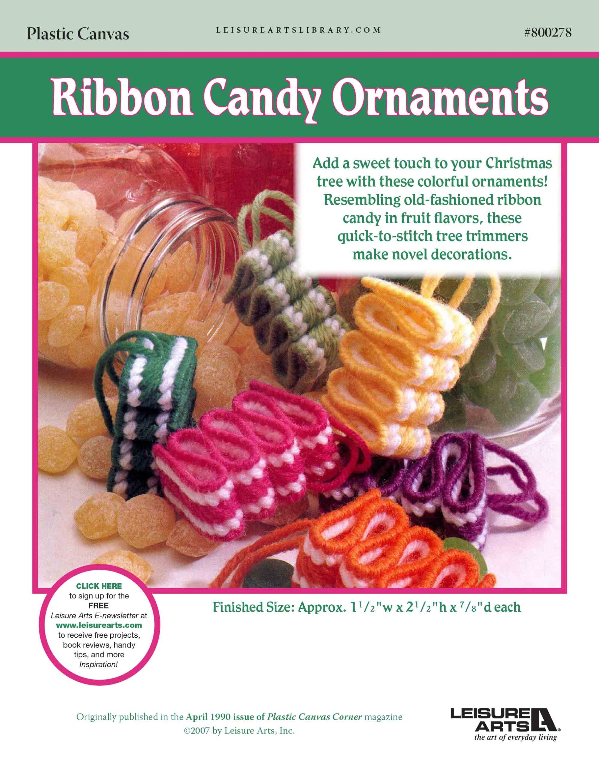 Leisure Arts Ribbon Candy Ornaments Plastic Canvas ePattern