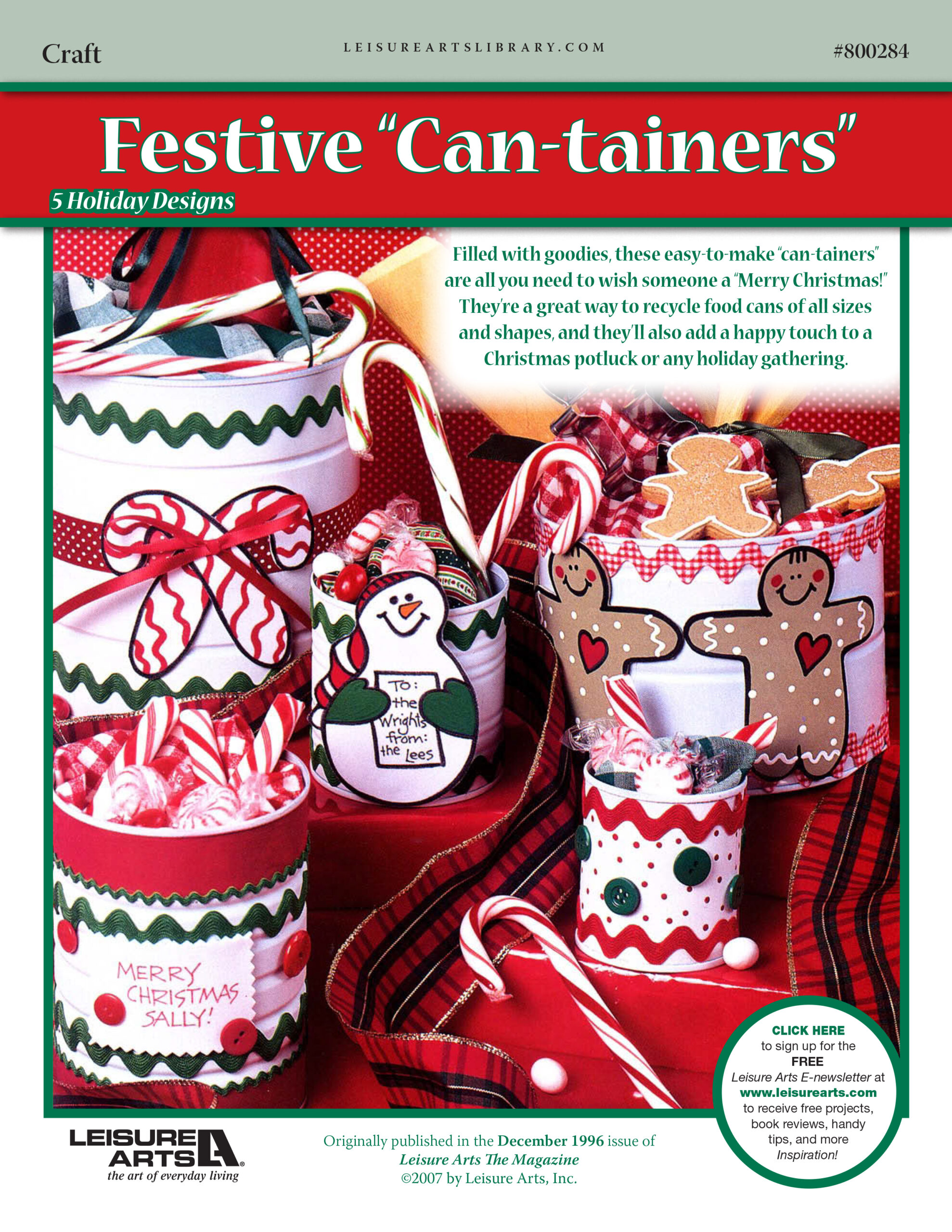 Leisure Arts Festive CanTainers Craft ePattern