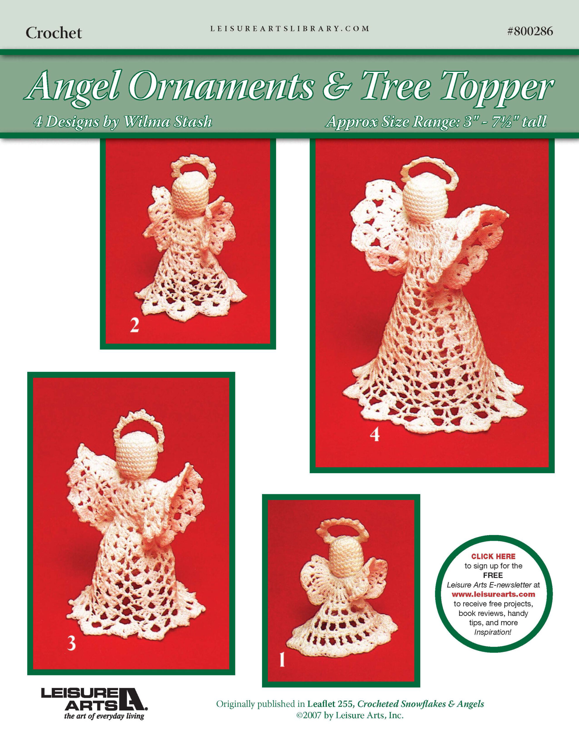Leisure Arts Angel Ornaments Tree Topper Crochet ePattern