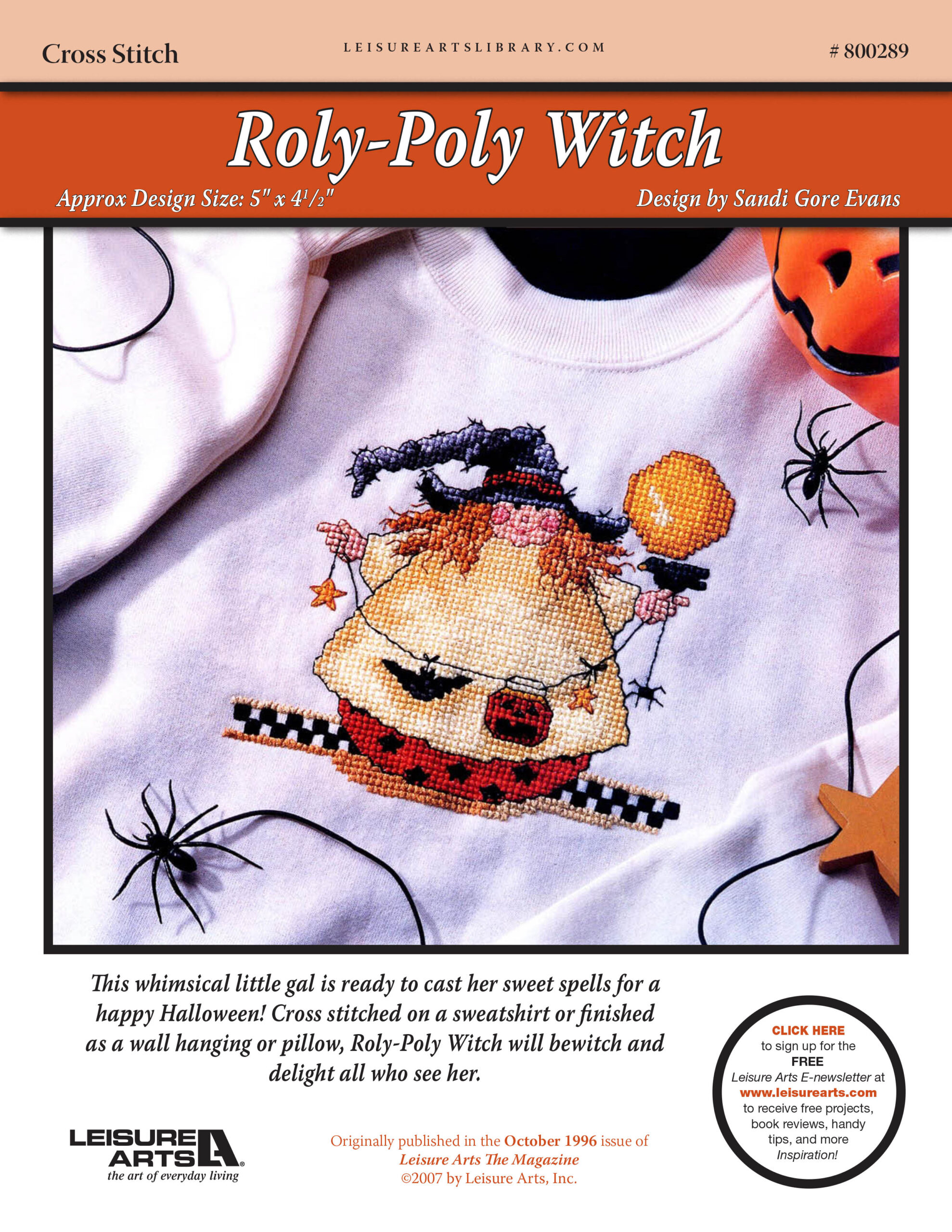 Leisure Arts RolyPoly Witch Cross Stitch ePattern