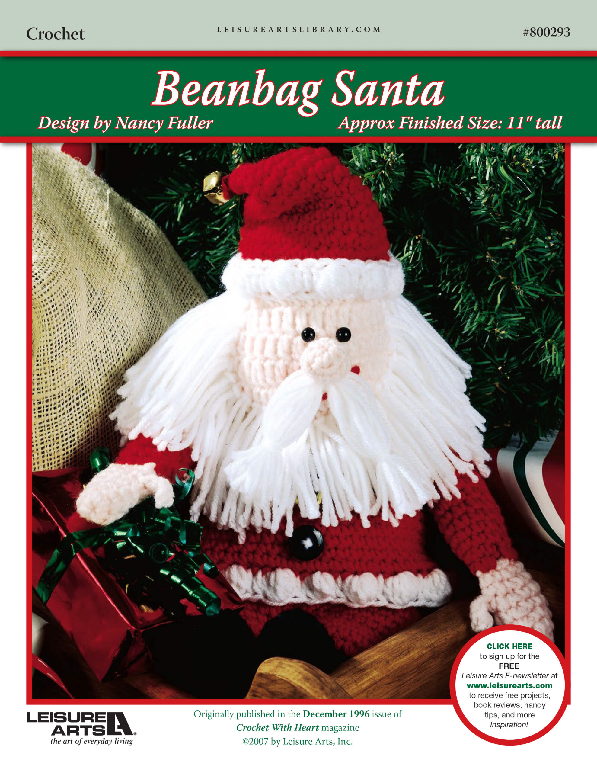 Leisure Arts Crochet With Heart Beanbag Santa ePattern