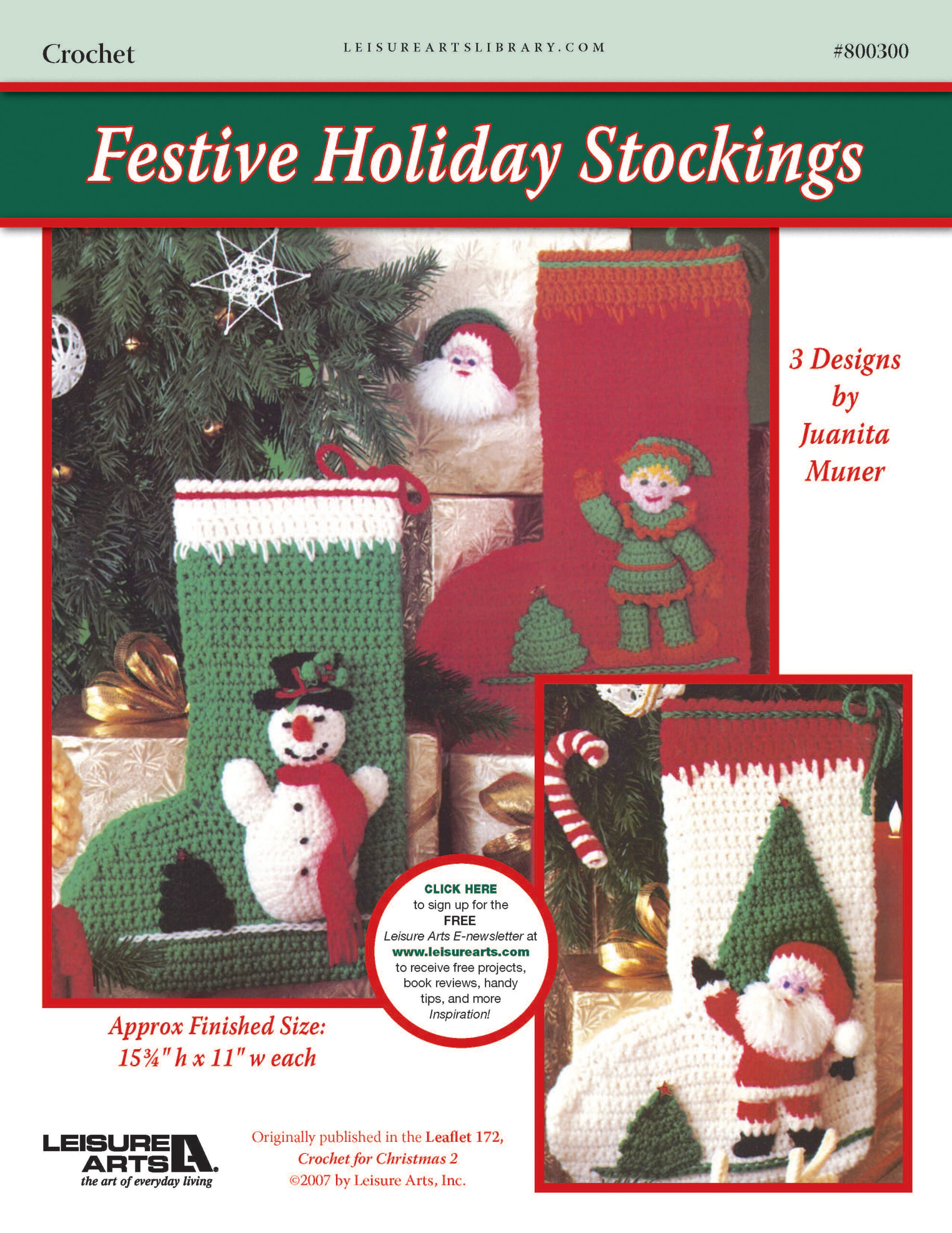 Leisure Arts Festive Holiday Stockings Crochet ePattern