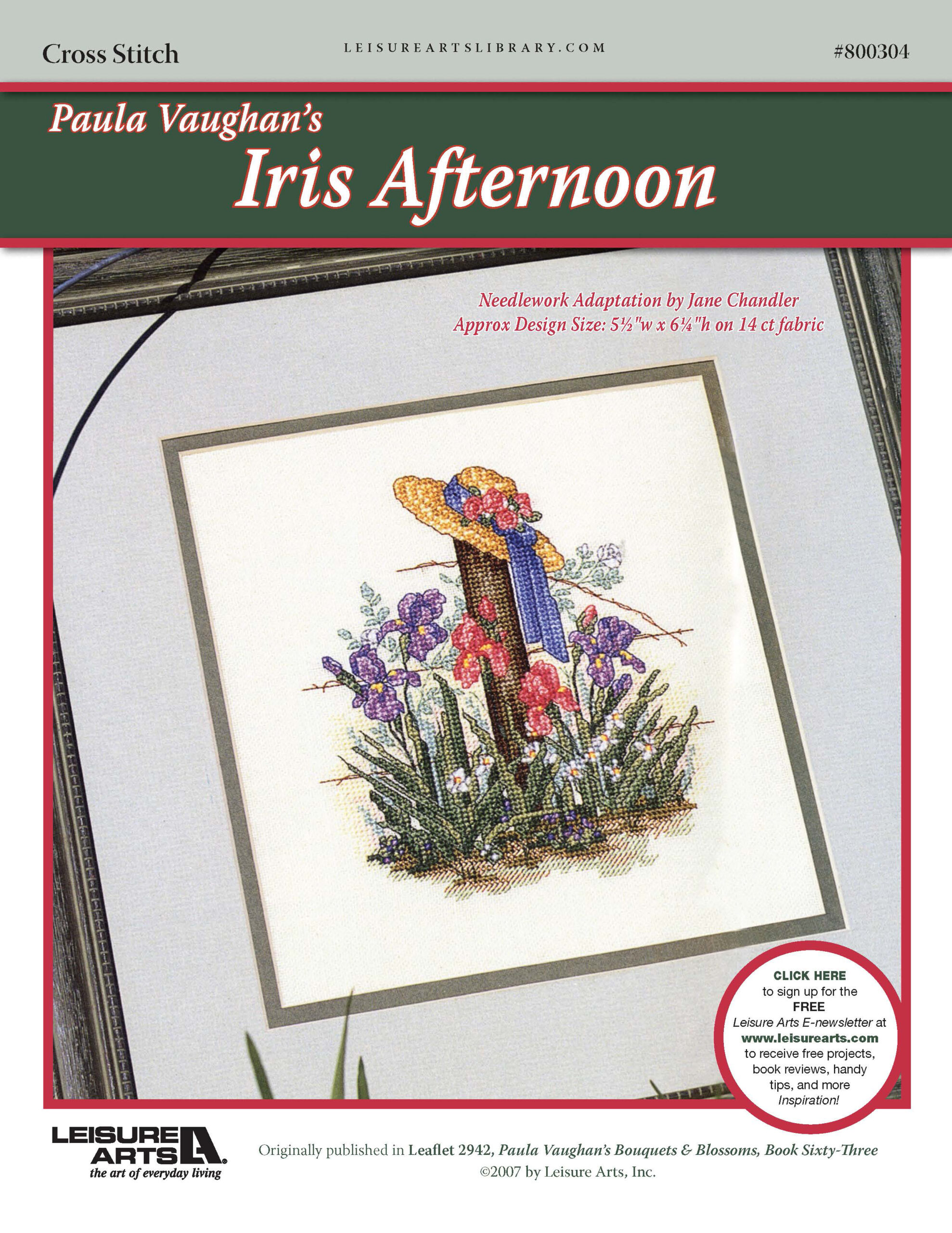 Leisure Arts Paula Vaughans Iris Afternoon Cross Stitch ePattern