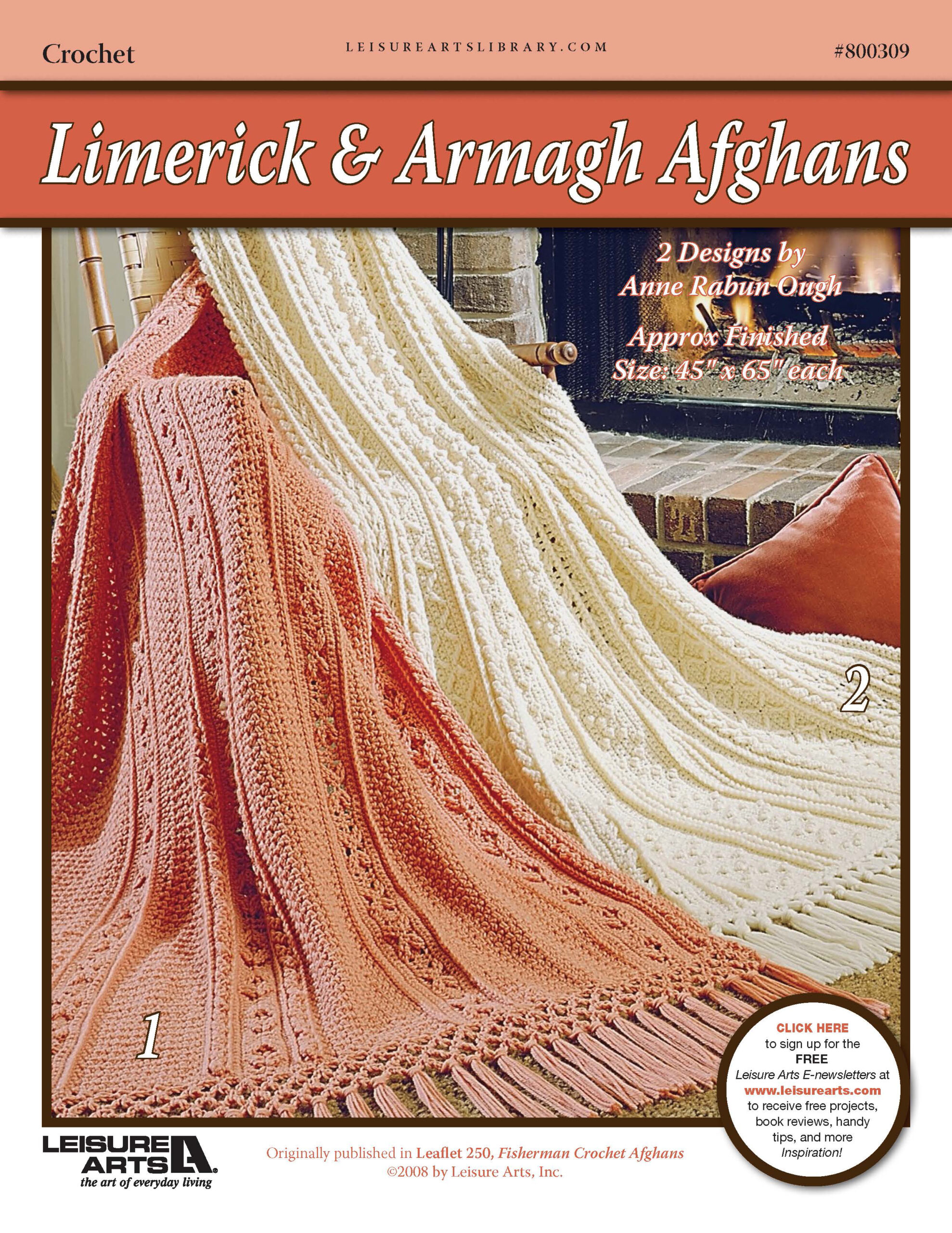 Leisure Arts Fisherman Crochet Afghans Limerick Armagh ePattern