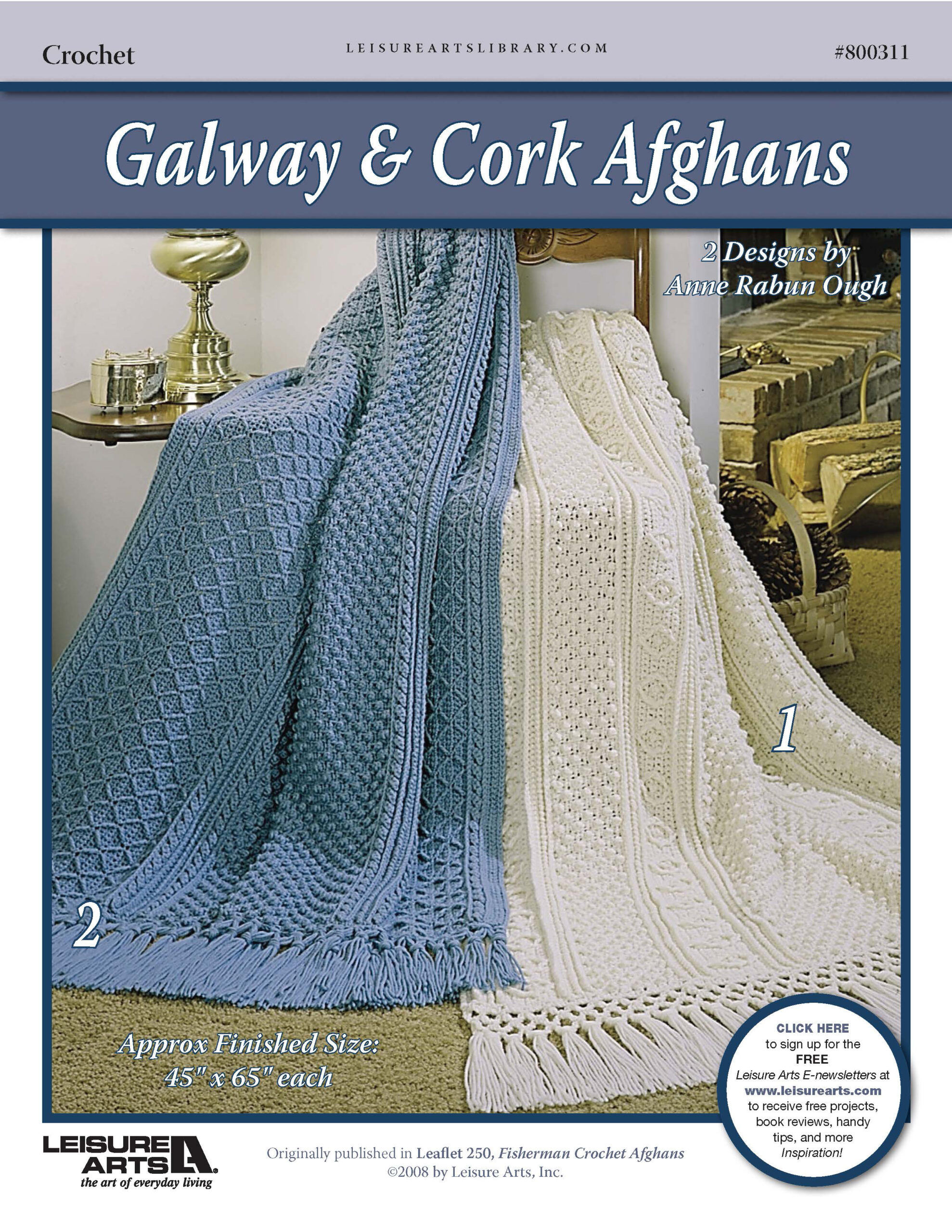 Leisure Arts Fisherman Crochet Afghans Galway Cork ePattern