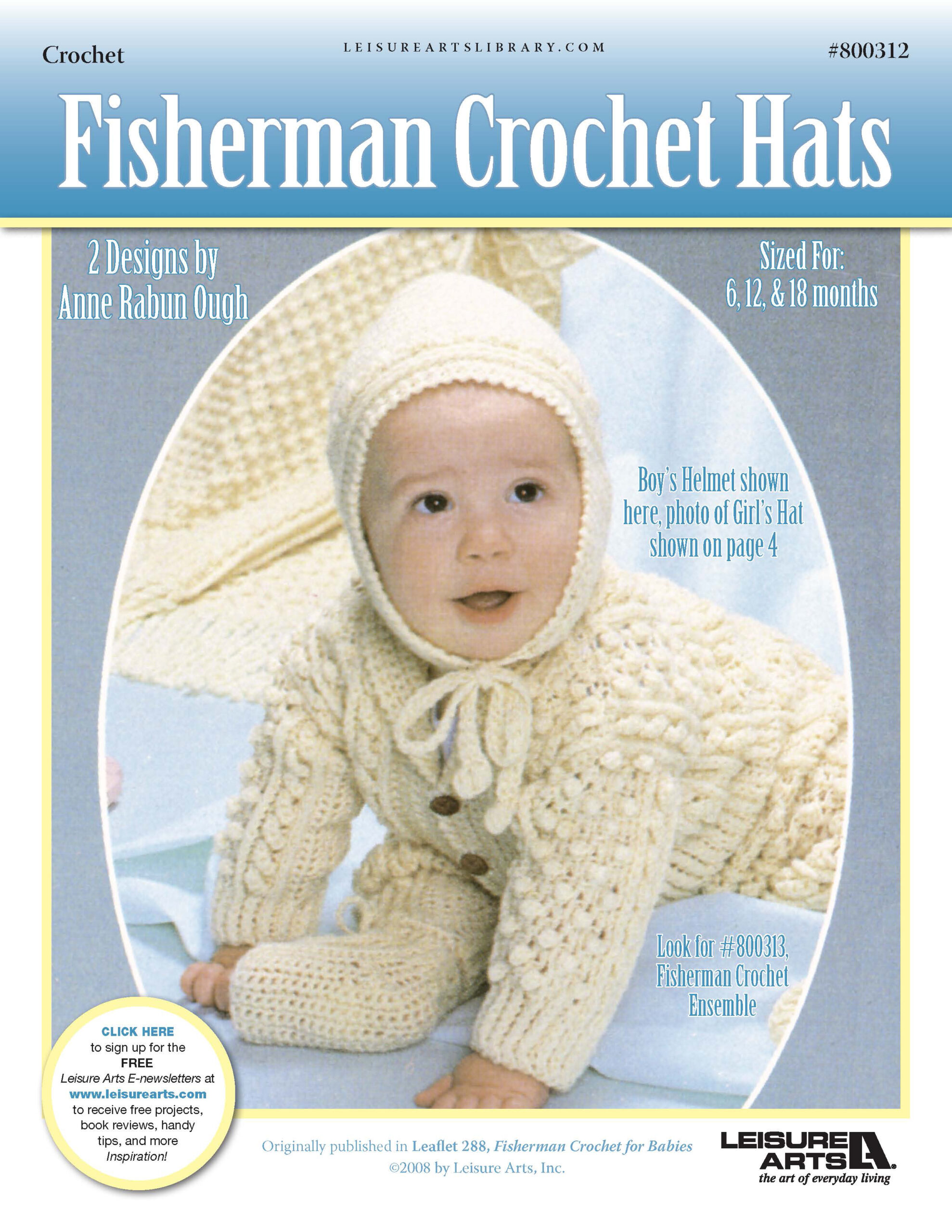 Leisure Arts Fisherman Crochet Baby Hats ePattern