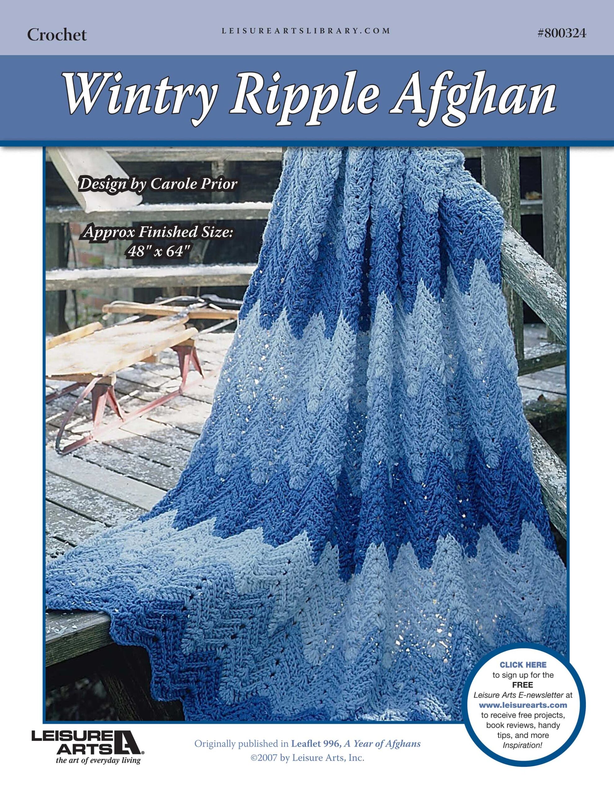 Leisure Arts A Year of Afghans Book 1 Wintry Ripple Crochet ePattern