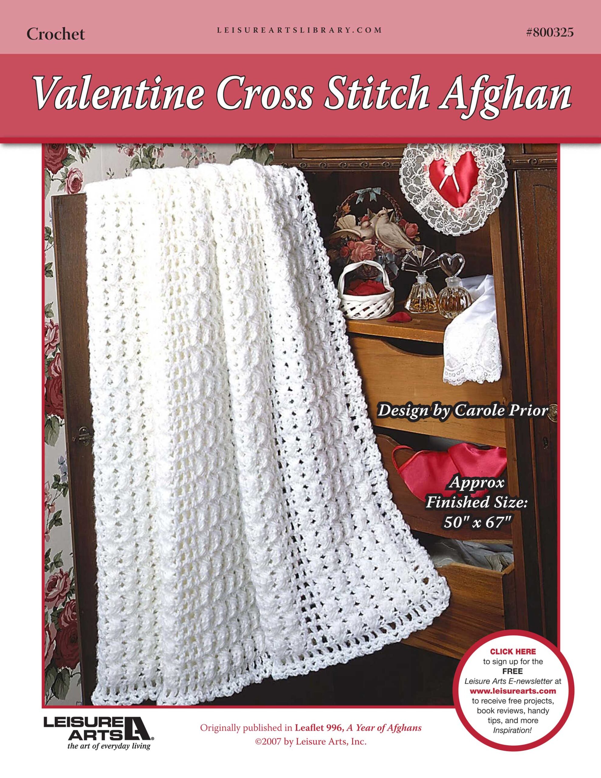 Leisure Arts A Year of Afghans Book 1 Valentine Cross Stitch Crochet ePattern