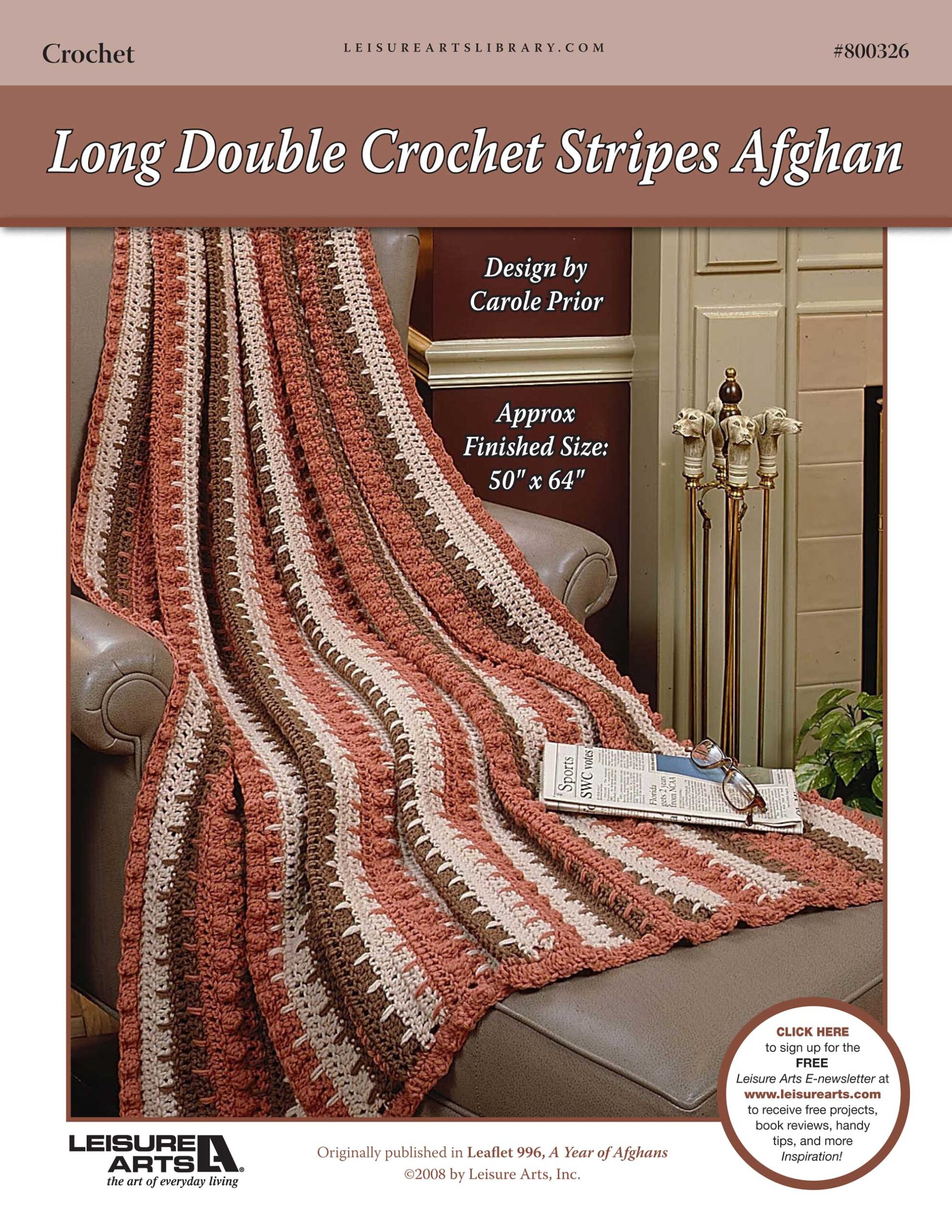 Leisure Arts A Year of Afghans Book 1 Long Double Crochet Stripes Crochet ePattern