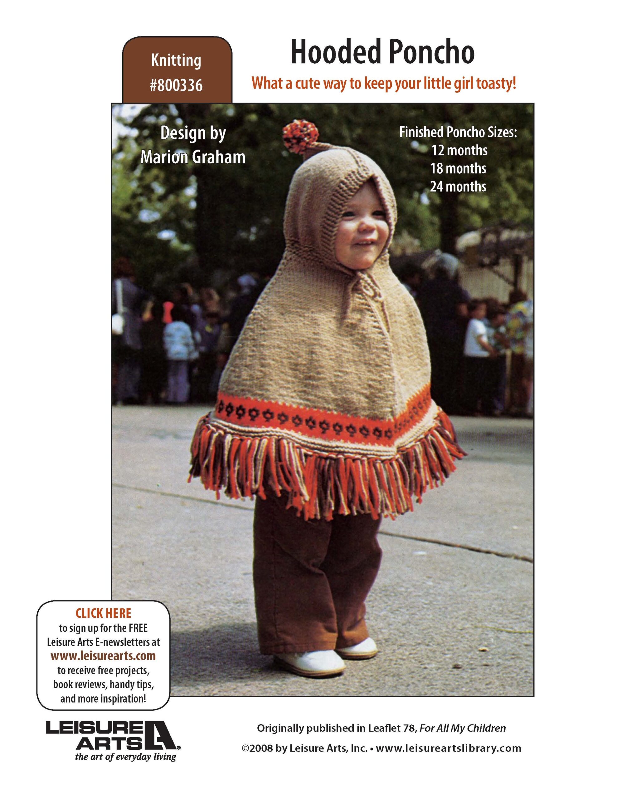 Leisure Arts For All My Children Hooded Poncho Knit ePattern